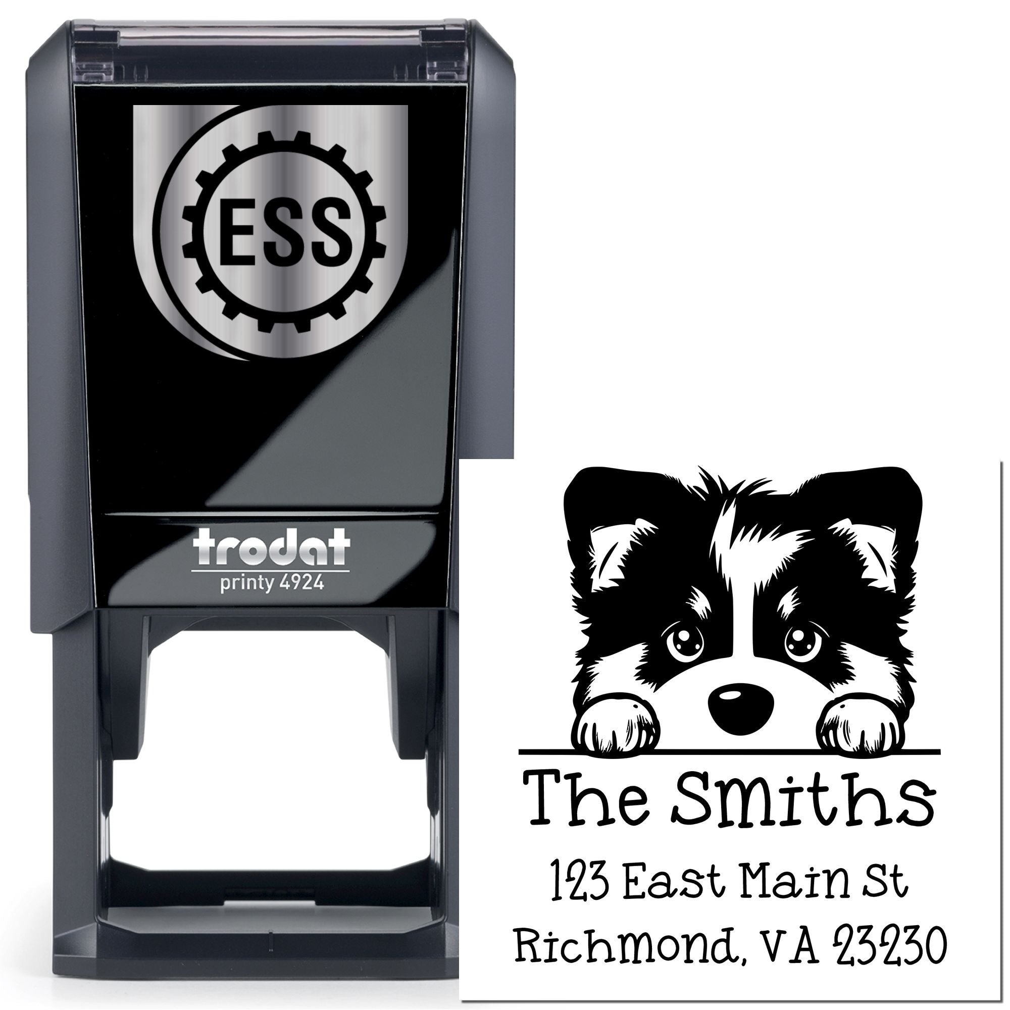 Self-Inking Alaskan Malamute Peeking Puppy Return Address Stamp - Engineer Seal Stamps