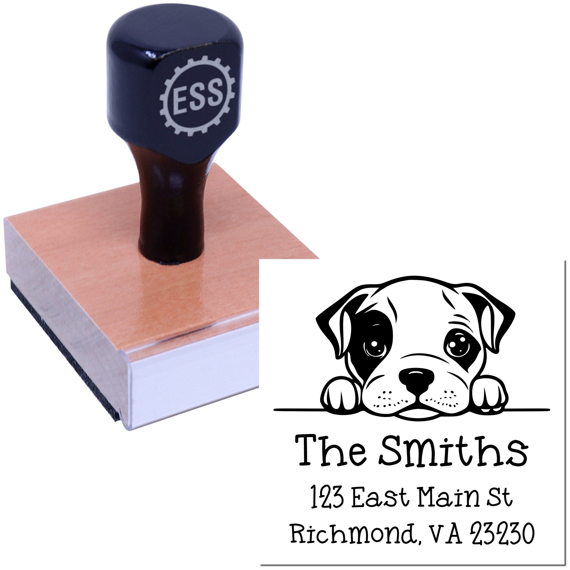 Wood Handle American Staffordshire Terrier Puppy Custom Mailing Stamp - Engineer Seal Stamps