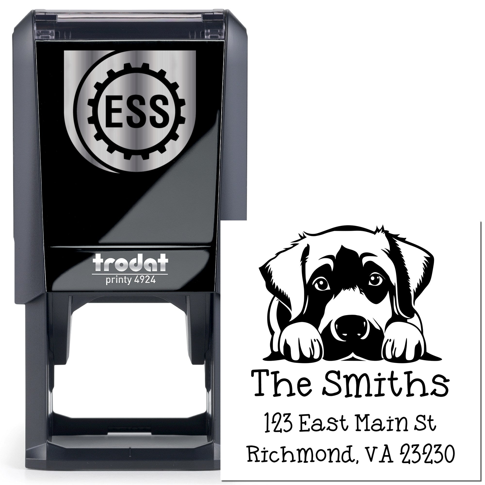 Self-Inking Anatolian Shepherd Peeking Puppy Mailing Stamp - Engineer Seal Stamps