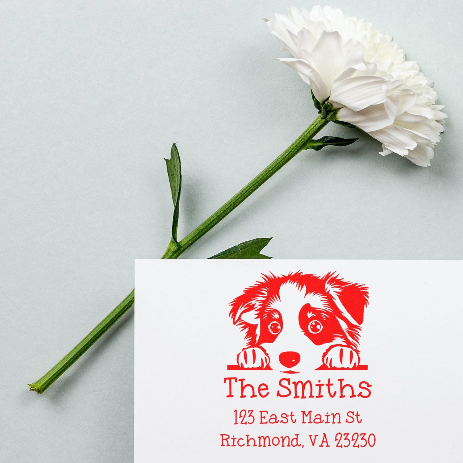 Wood Handle Australian Shepherd Puppy Custom Home Address Stamp - Engineer Seal Stamps