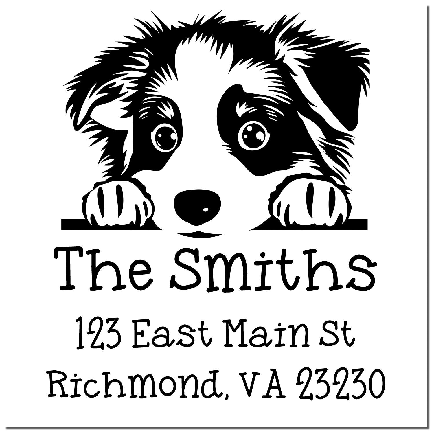 Wood Handle Australian Shepherd Puppy Custom Home Address Stamp - Engineer Seal Stamps