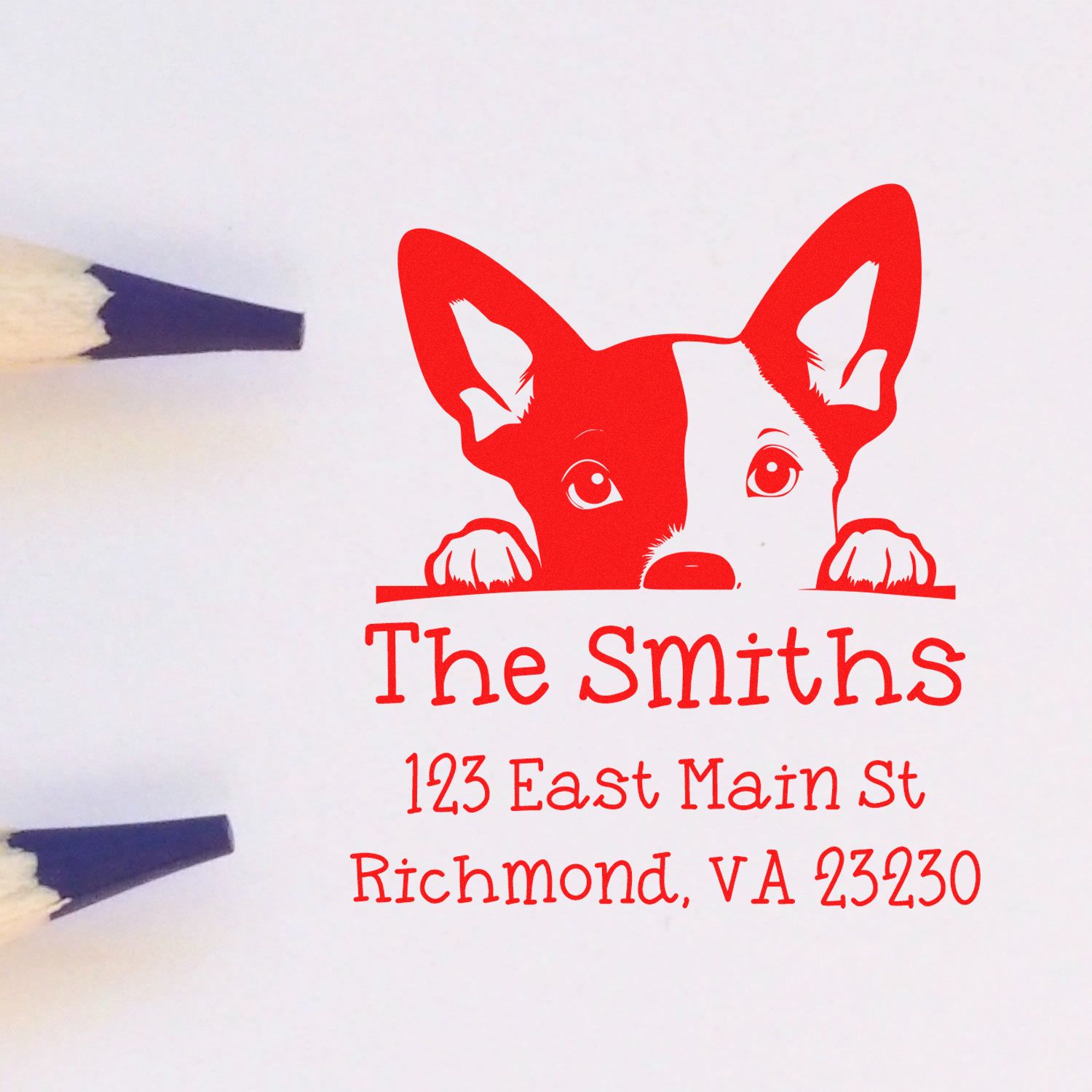 Wood Handle Basenji Puppy Custom New Home Address Stamp - Engineer Seal Stamps