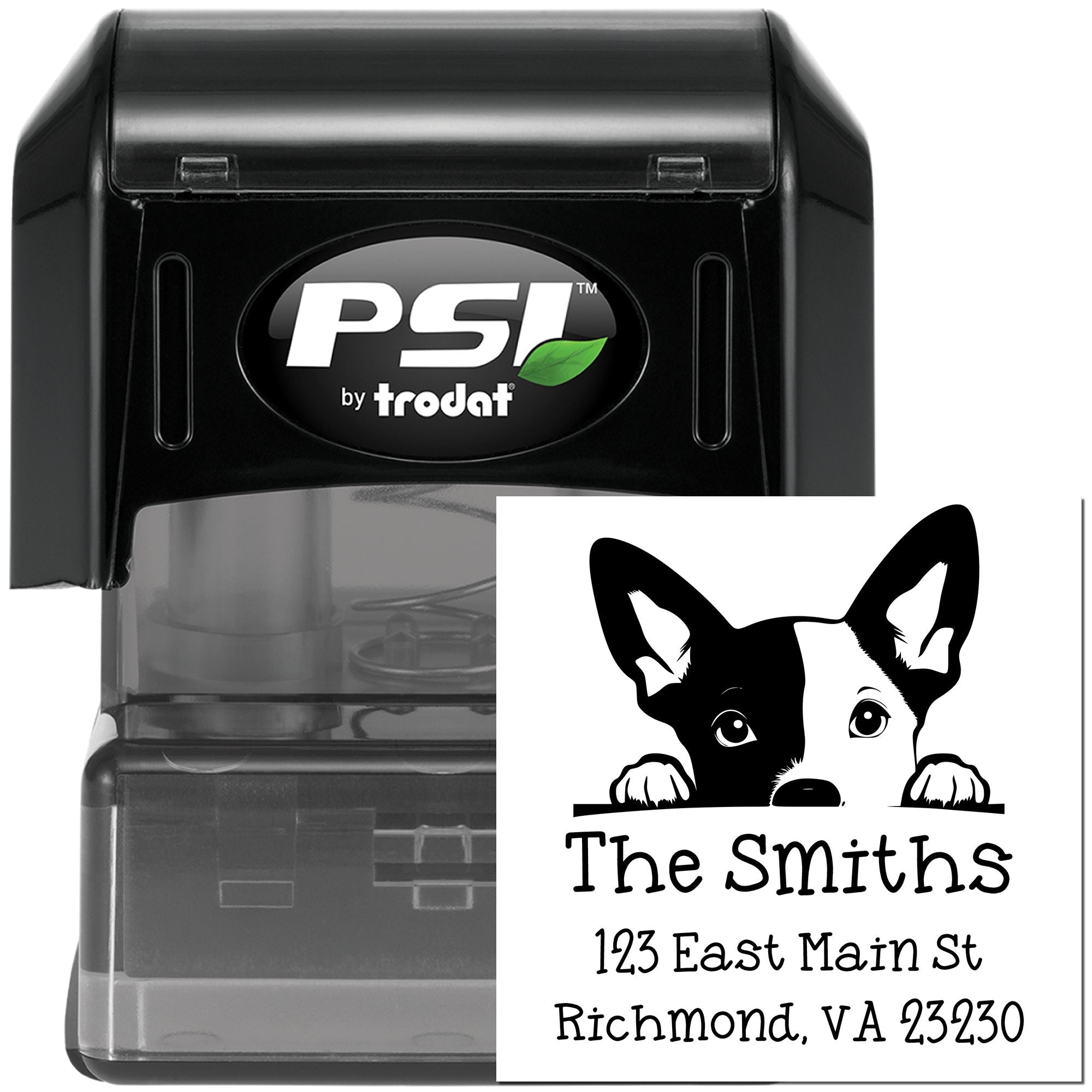 PSI Pre-Inked Basenji Puppy Dog Personalized Mail Stamp - Engineer Seal Stamps