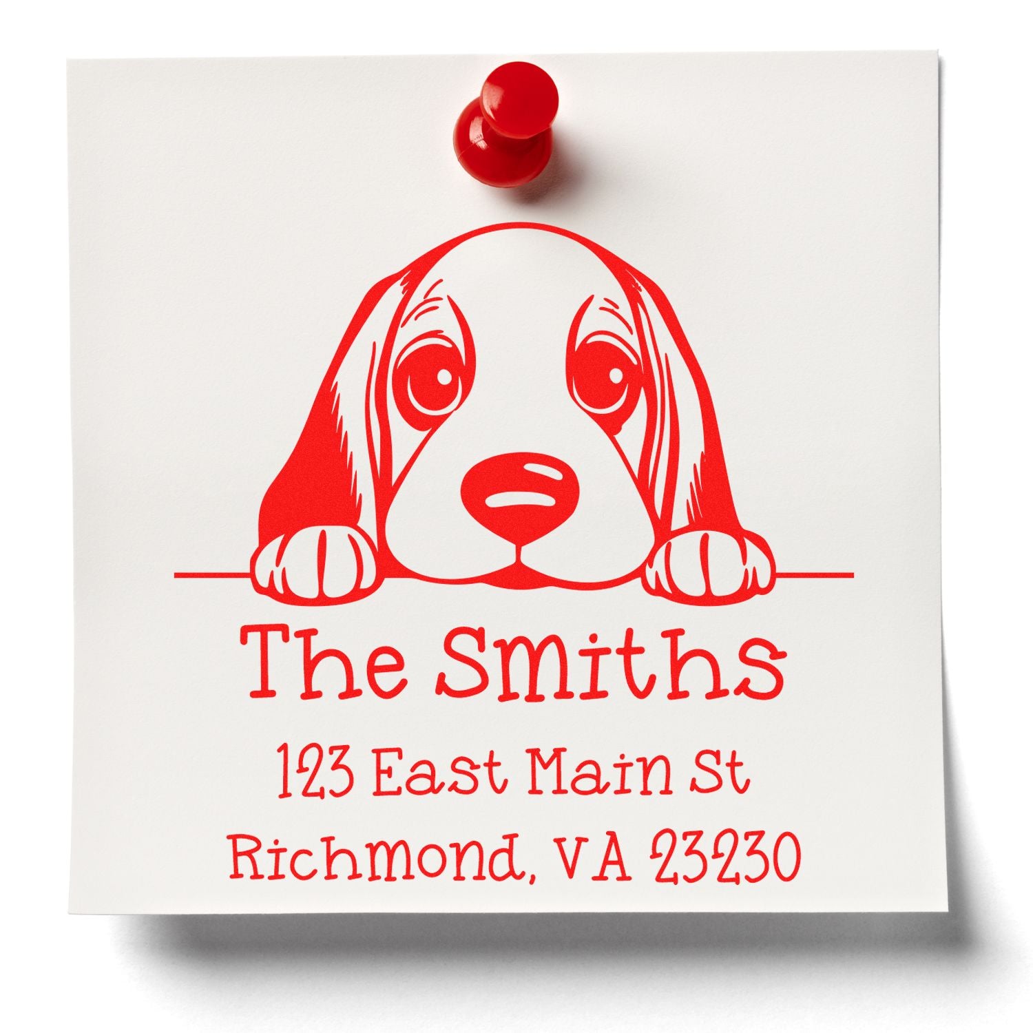 Wood Handle Basset Hound Puppy Custom Address Return Stamp - Engineer Seal Stamps