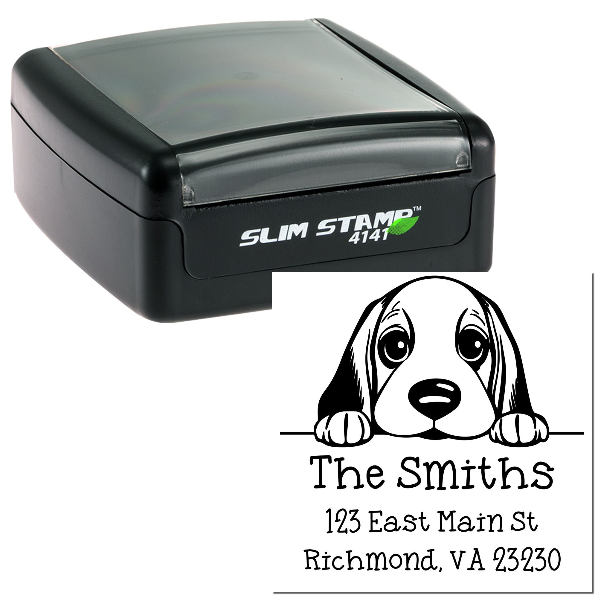 Slim Basset Hound Customized Mail Stamp - Engineer Seal Stamps