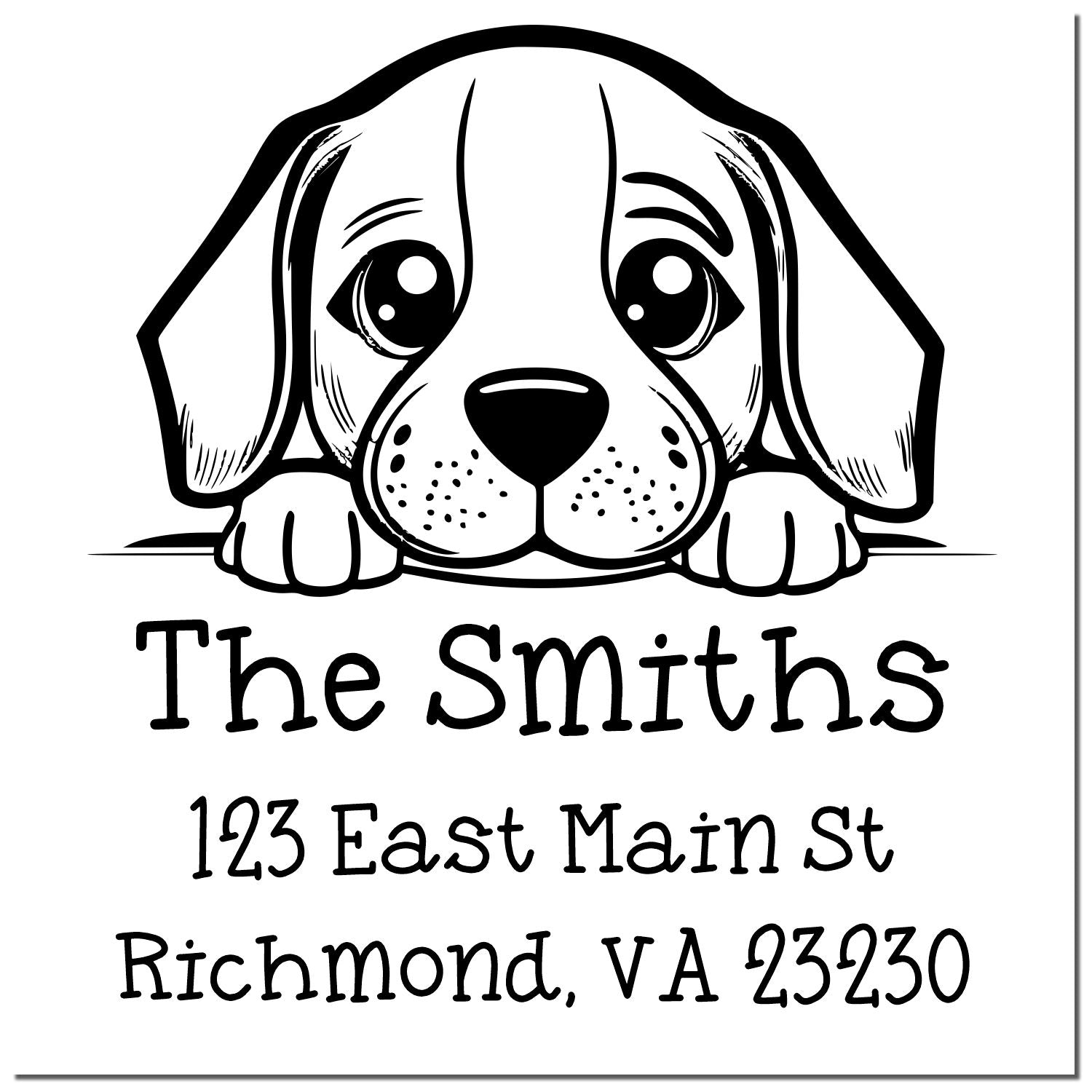 PSI Pre-Inked Beagle Puppy Dog Personalized New Home Address Stamp - Engineer Seal Stamps