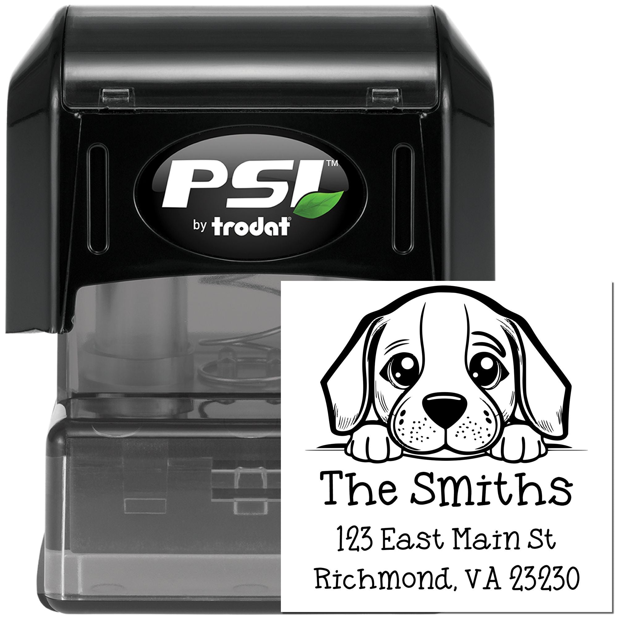 PSI Pre-Inked Beagle Puppy Dog Personalized New Home Address Stamp - Engineer Seal Stamps