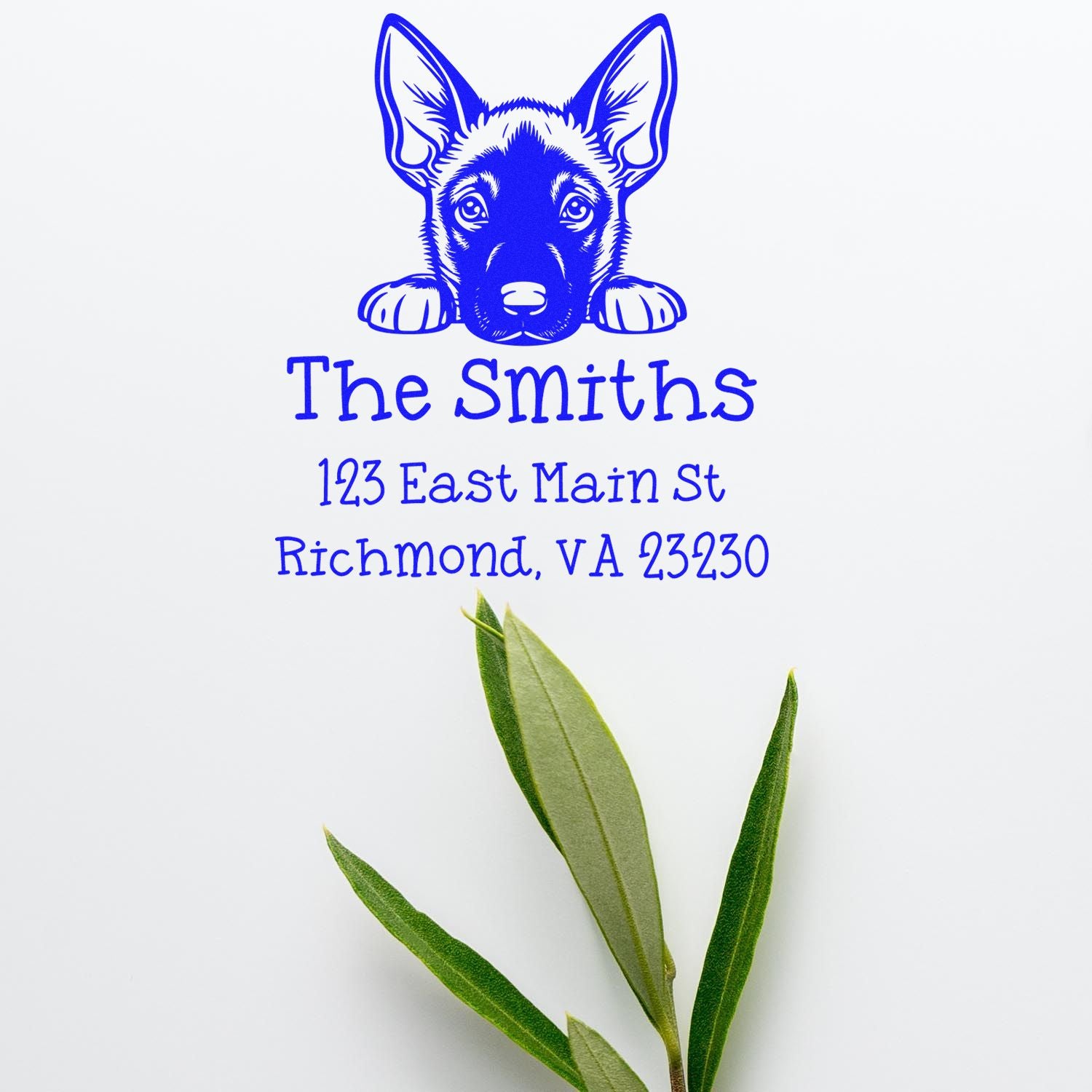 Wood Handle Belgian Malinois Puppy Custom Mail Address Stamp - Engineer Seal Stamps