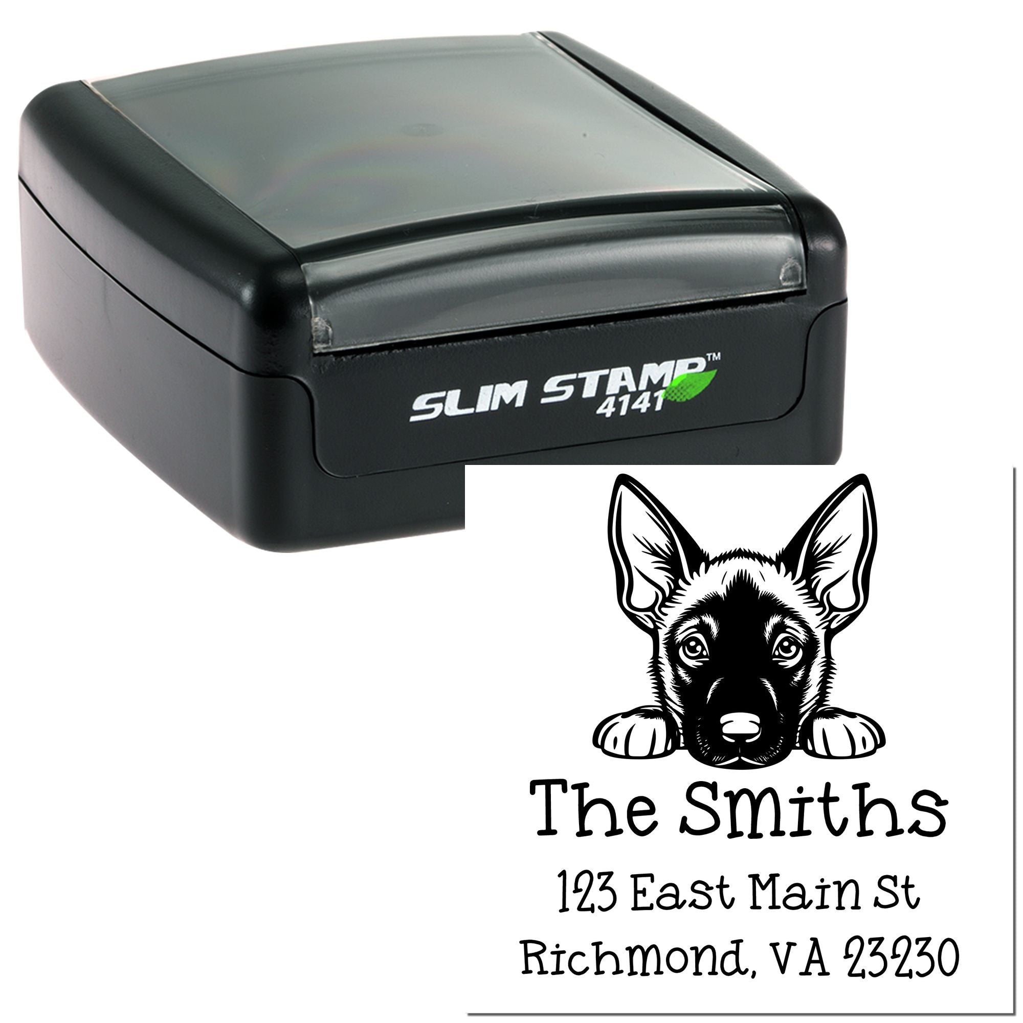 Slim Belgian Malinois Customized New Home Address Stamp - Engineer Seal Stamps