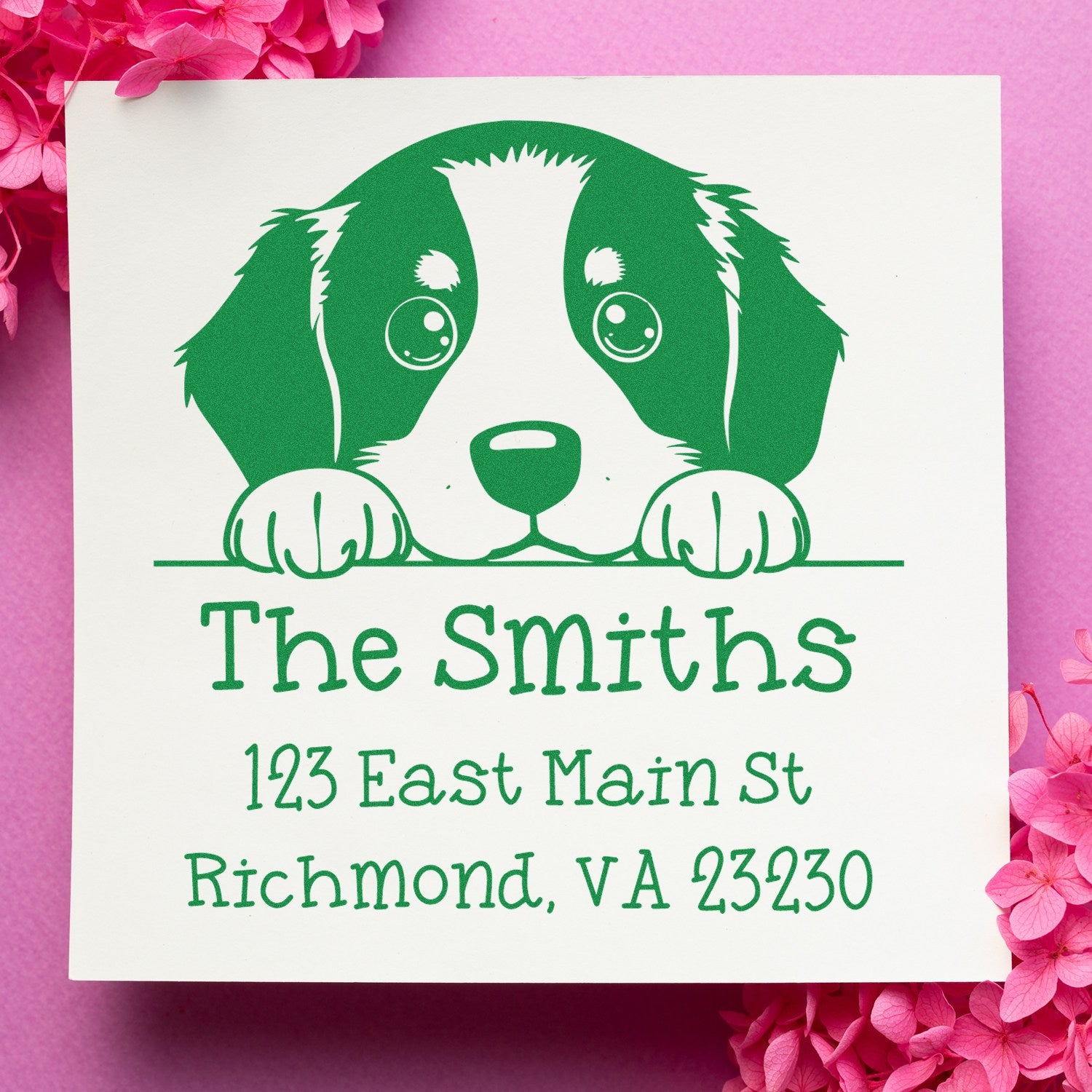 Wood Handle Bernese Mountain Puppy Custom New Address Stamp - Engineer Seal Stamps