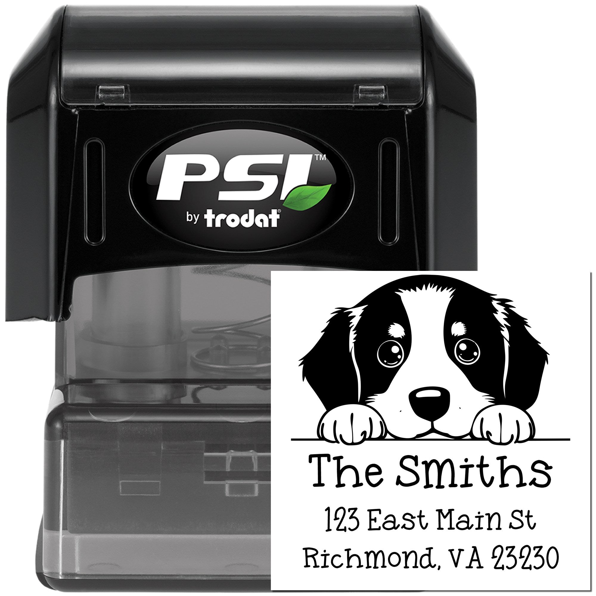 PSI Pre-Inked Bernese Mountain Puppy Dog Personalized Mailing Address Stamp - Engineer Seal Stamps