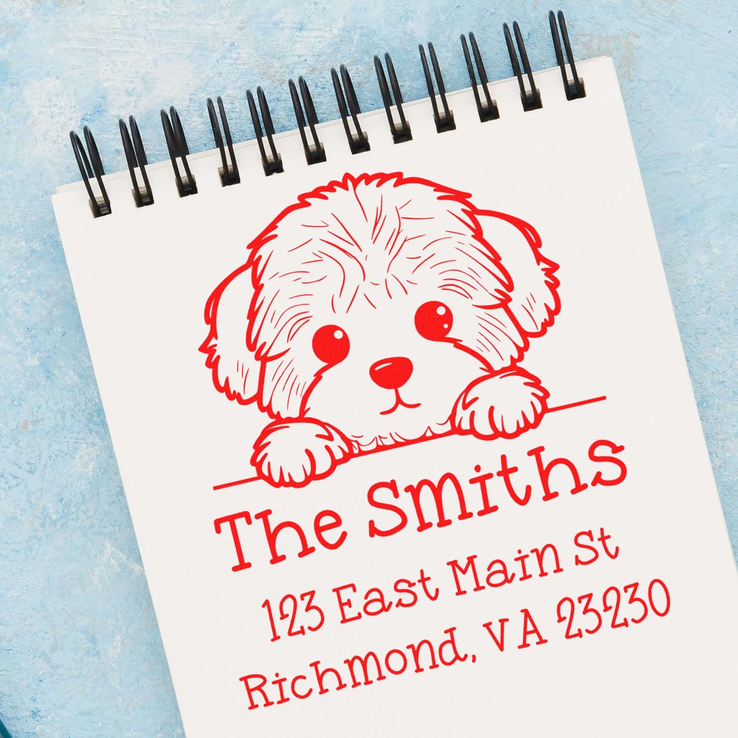Self-Inking Bichon Frise Peeking Puppy New Address Stamp - Engineer Seal Stamps