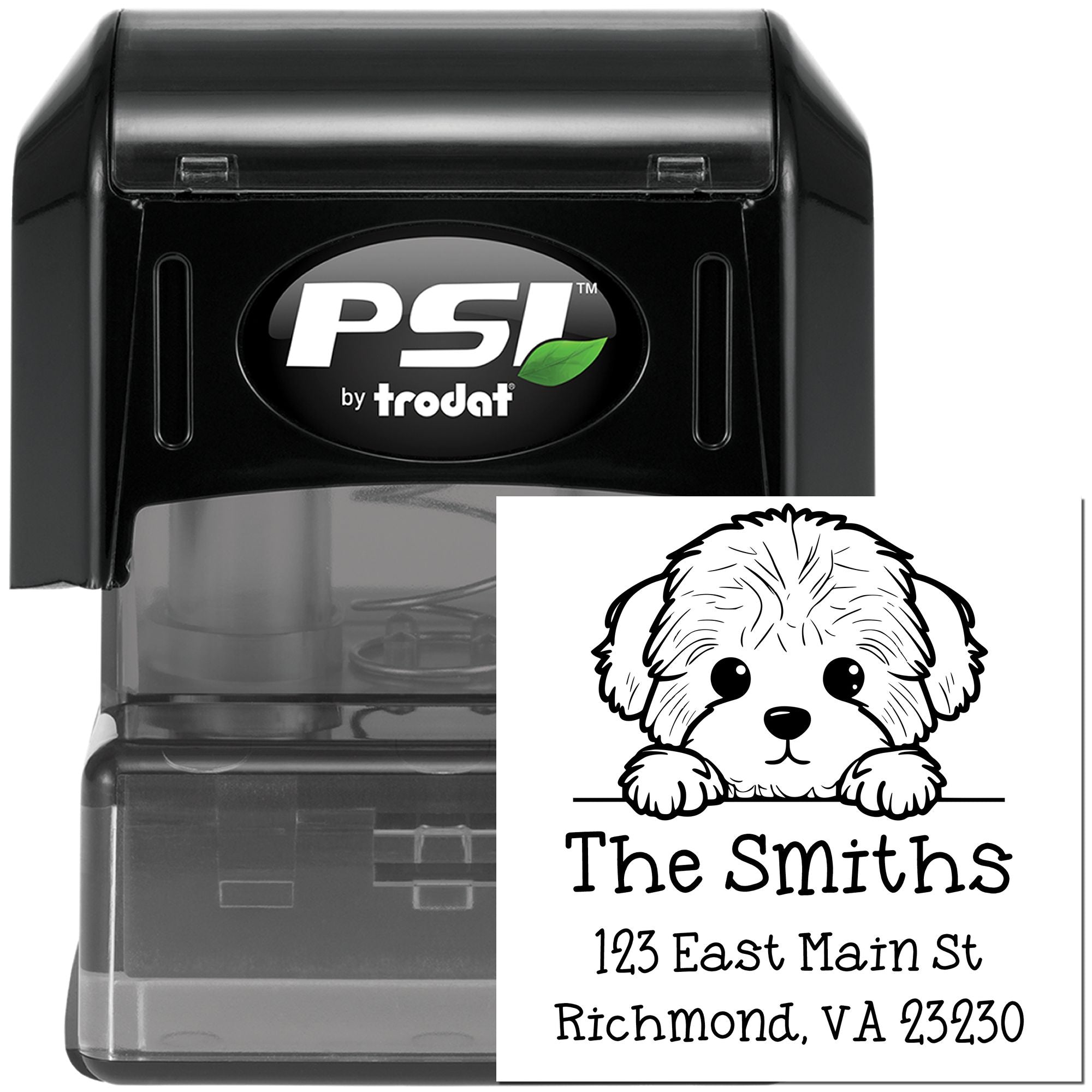 PSI Pre-Inked Bichon Frise Puppy Dog Personalized Mail Address Stamp - Engineer Seal Stamps