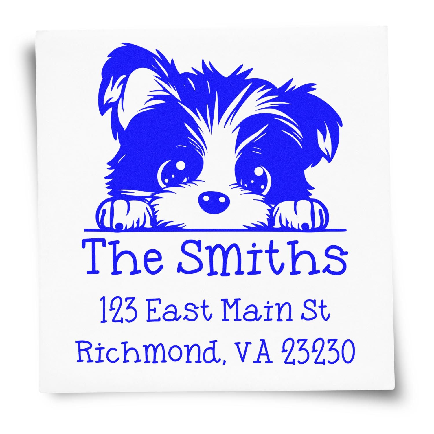 Wood Handle Biewer Terrier Puppy Custom Address Label Stamp - Engineer Seal Stamps