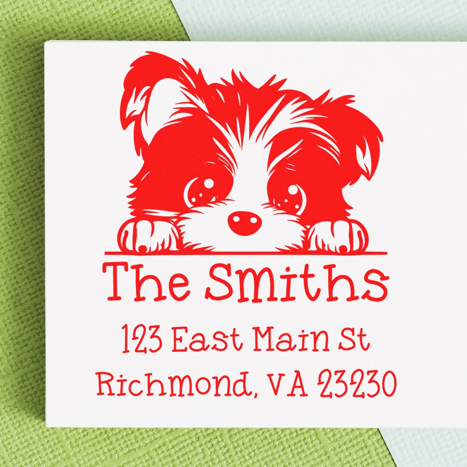 Wood Handle Biewer Terrier Puppy Custom Address Label Stamp - Engineer Seal Stamps