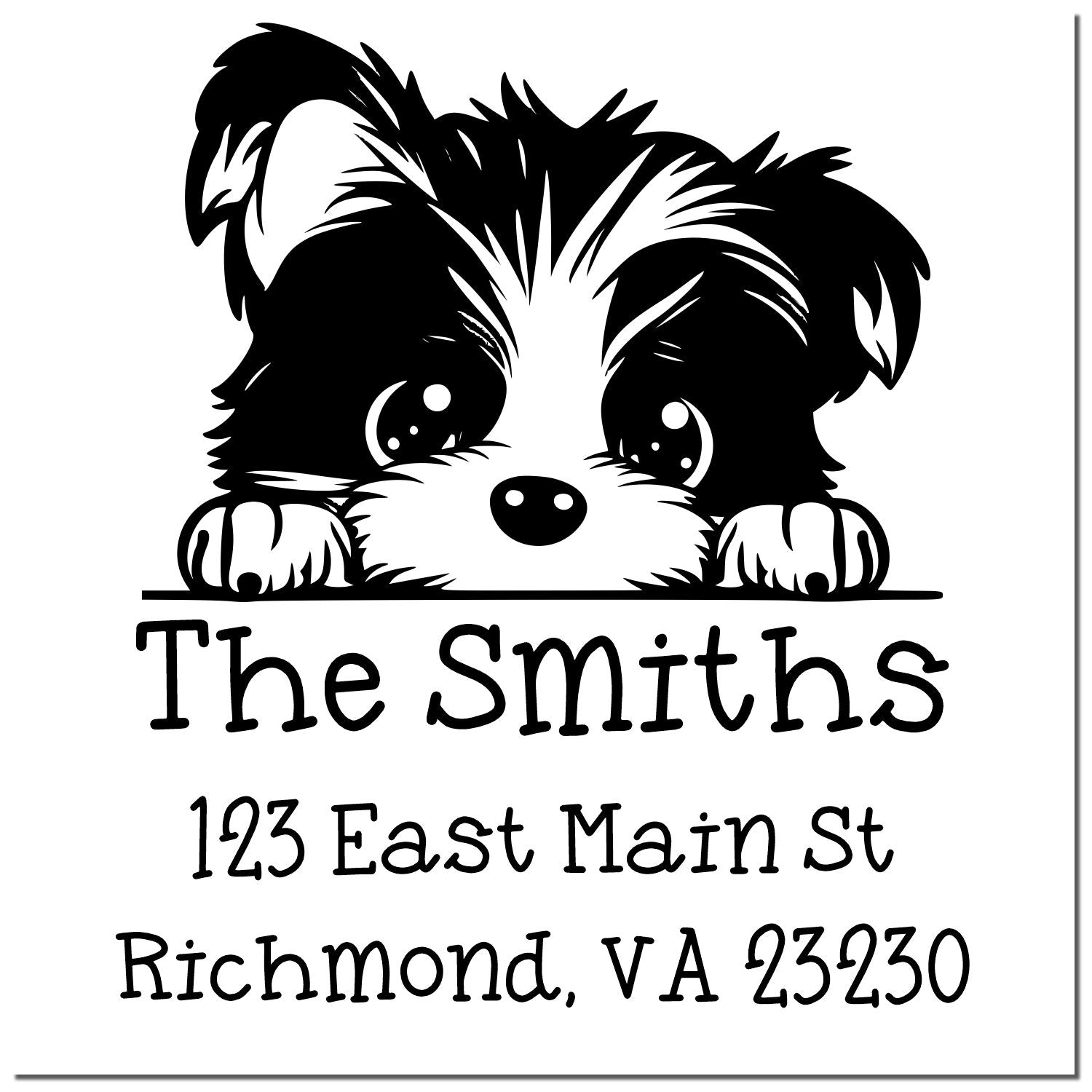 Wood Handle Biewer Terrier Puppy Custom Address Label Stamp - Engineer Seal Stamps