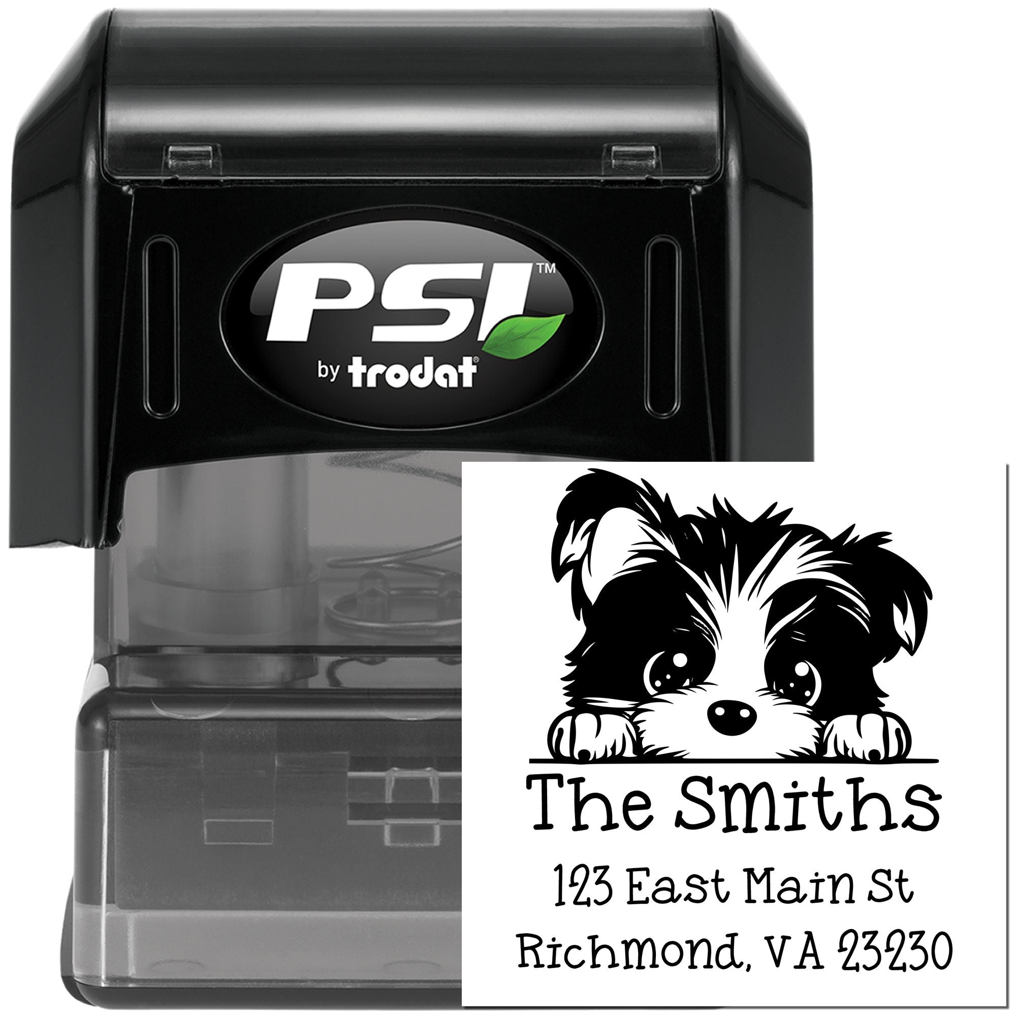 PSI Pre-Inked Biewer Terrier Puppy Dog Personalized New Address Stamp - Engineer Seal Stamps