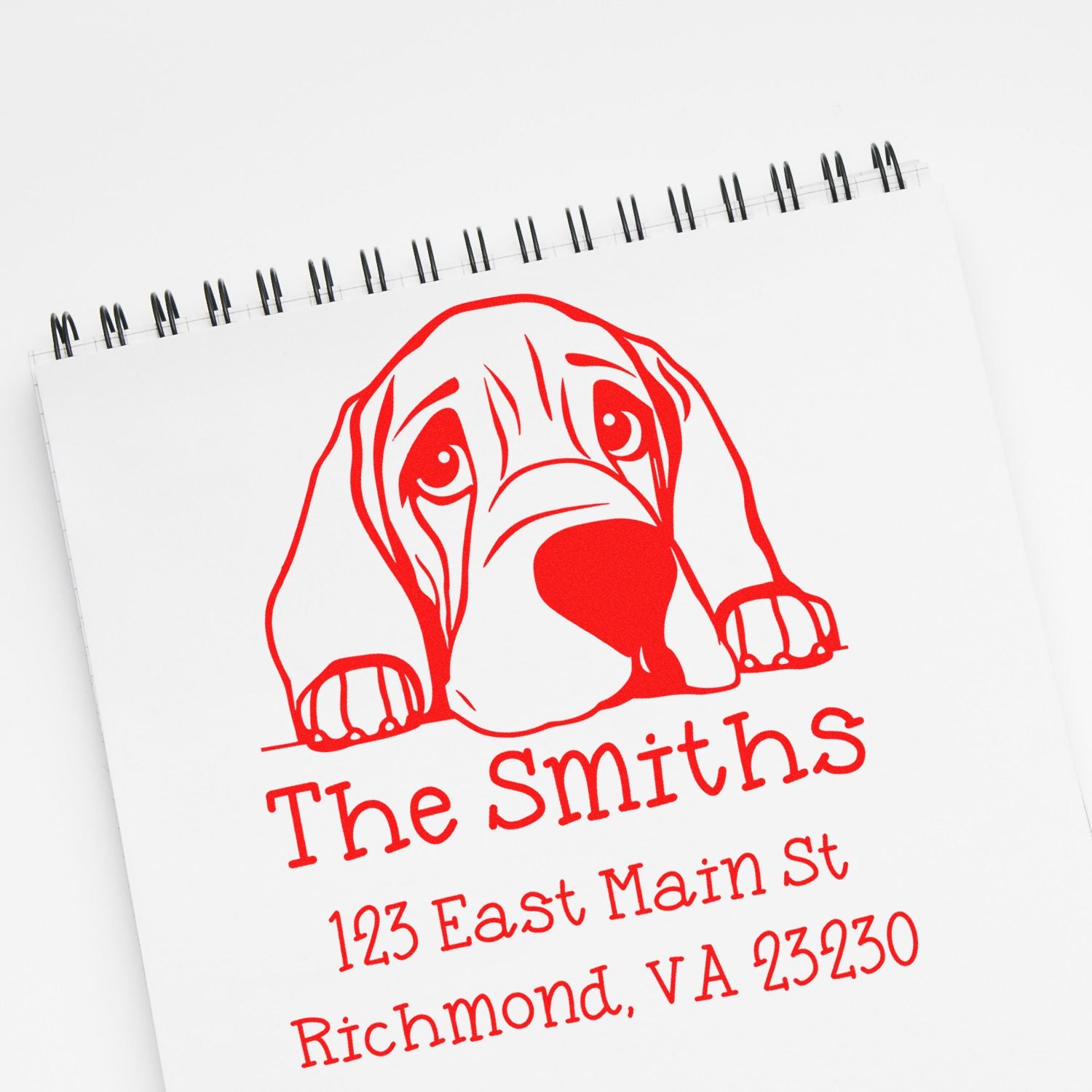 Wood Handle Bloodhound Puppy Custom Address Label Stamp - Engineer Seal Stamps