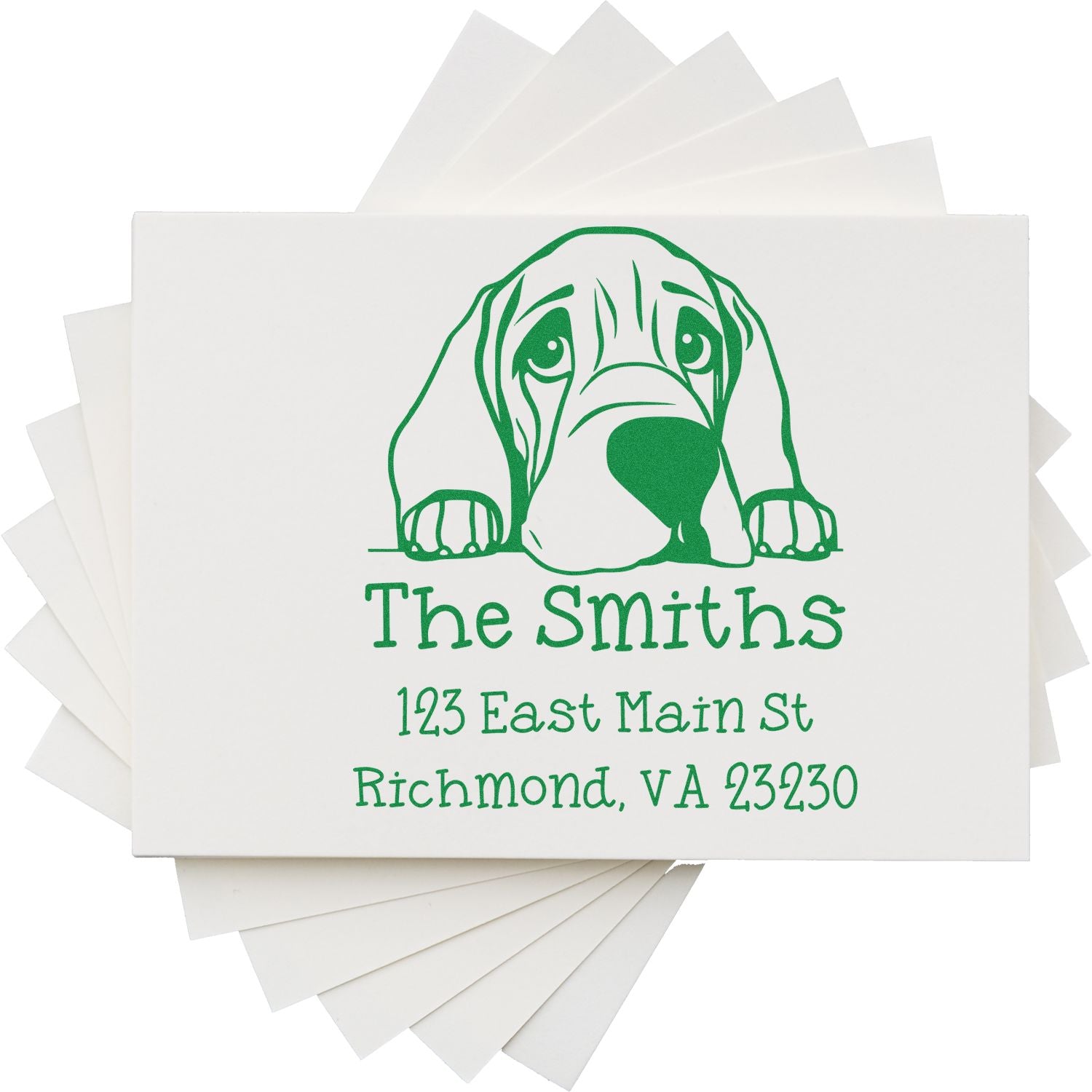 Wood Handle Bloodhound Puppy Custom Address Label Stamp - Engineer Seal Stamps