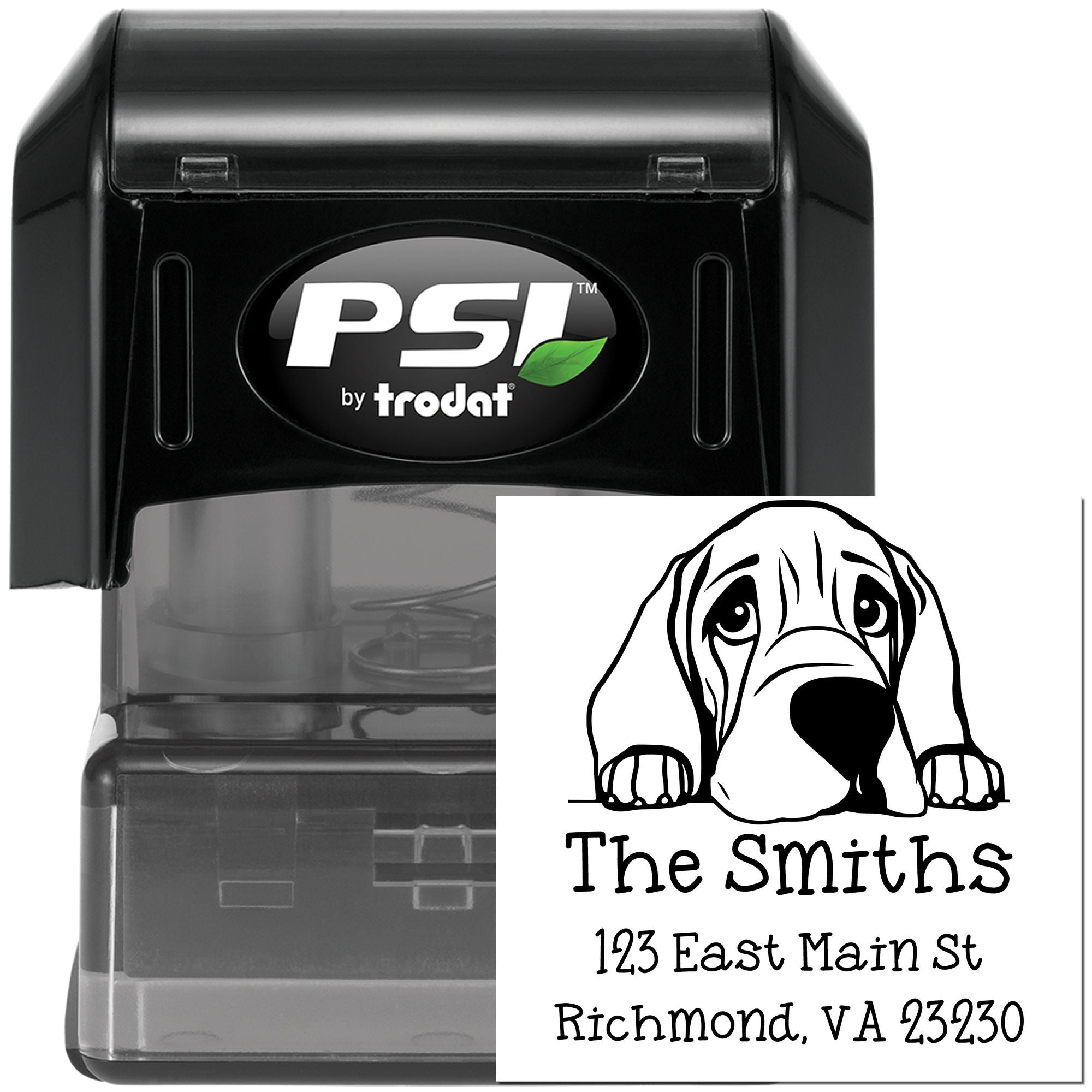 PSI Pre-Inked Bloodhound Puppy Dog Personalized Home Address Stamp - Engineer Seal Stamps