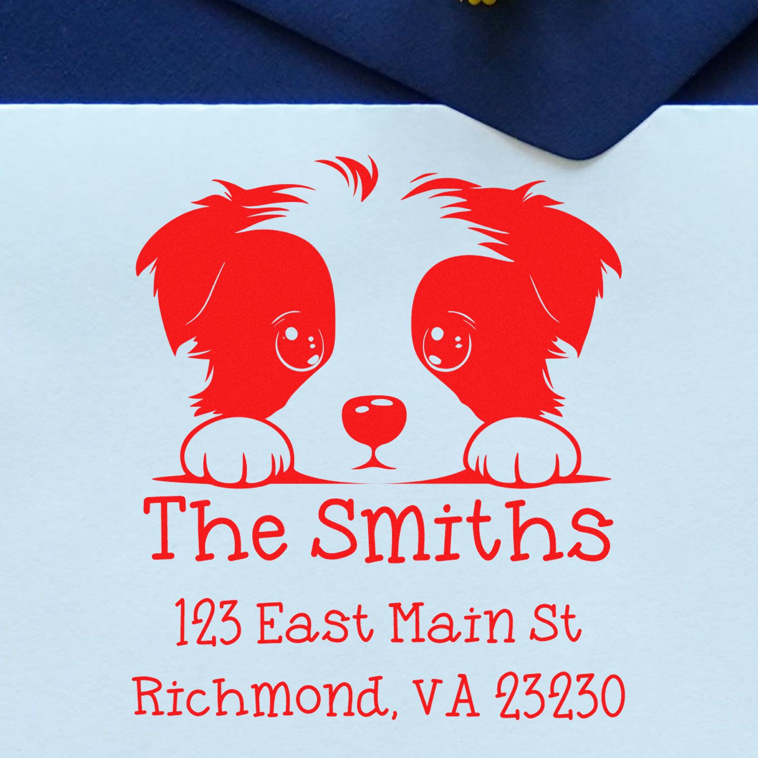 Wood Handle Border Terrier Puppy Custom Address Stamp - Engineer Seal Stamps