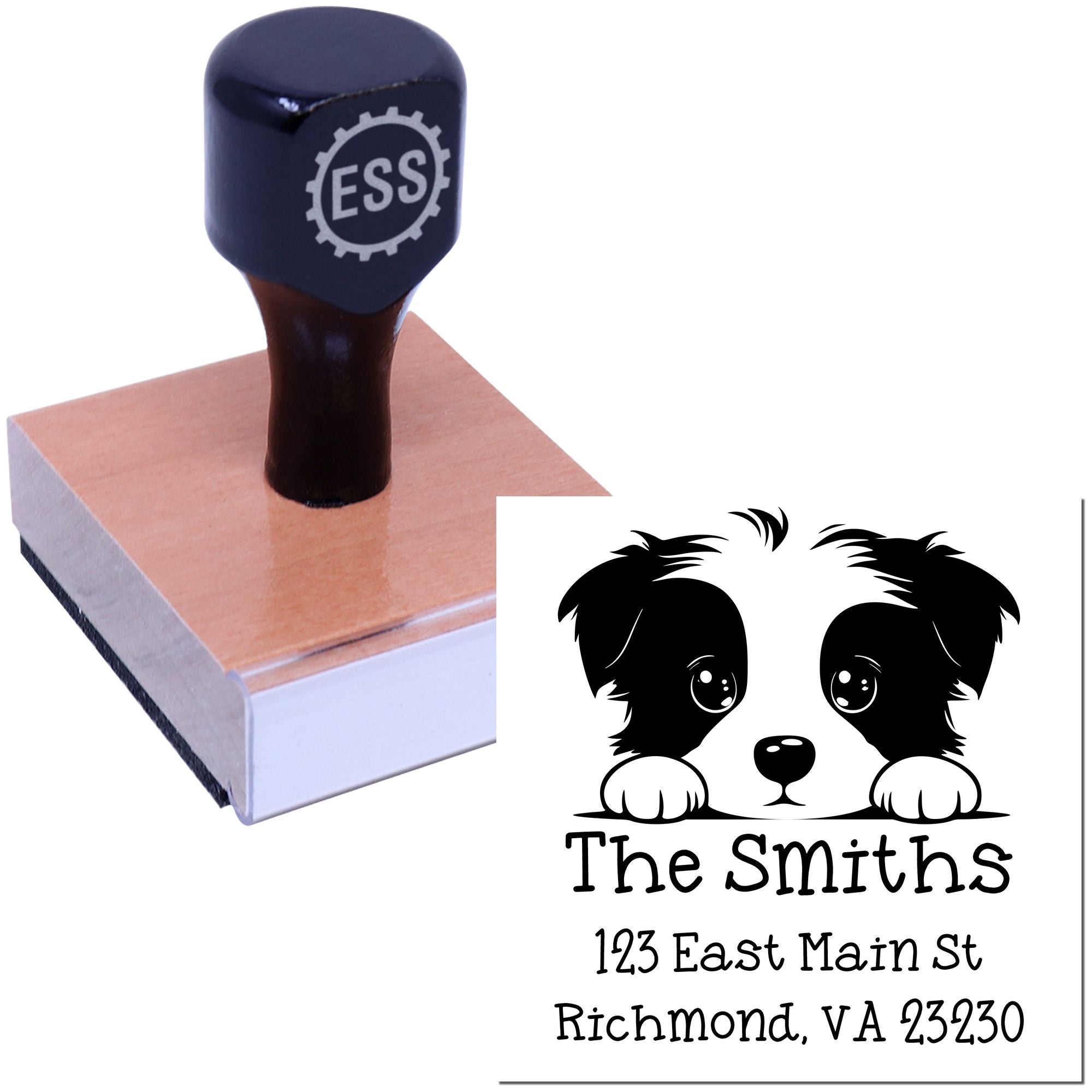 Wood Handle Border Terrier Puppy Custom Address Stamp - Engineer Seal Stamps