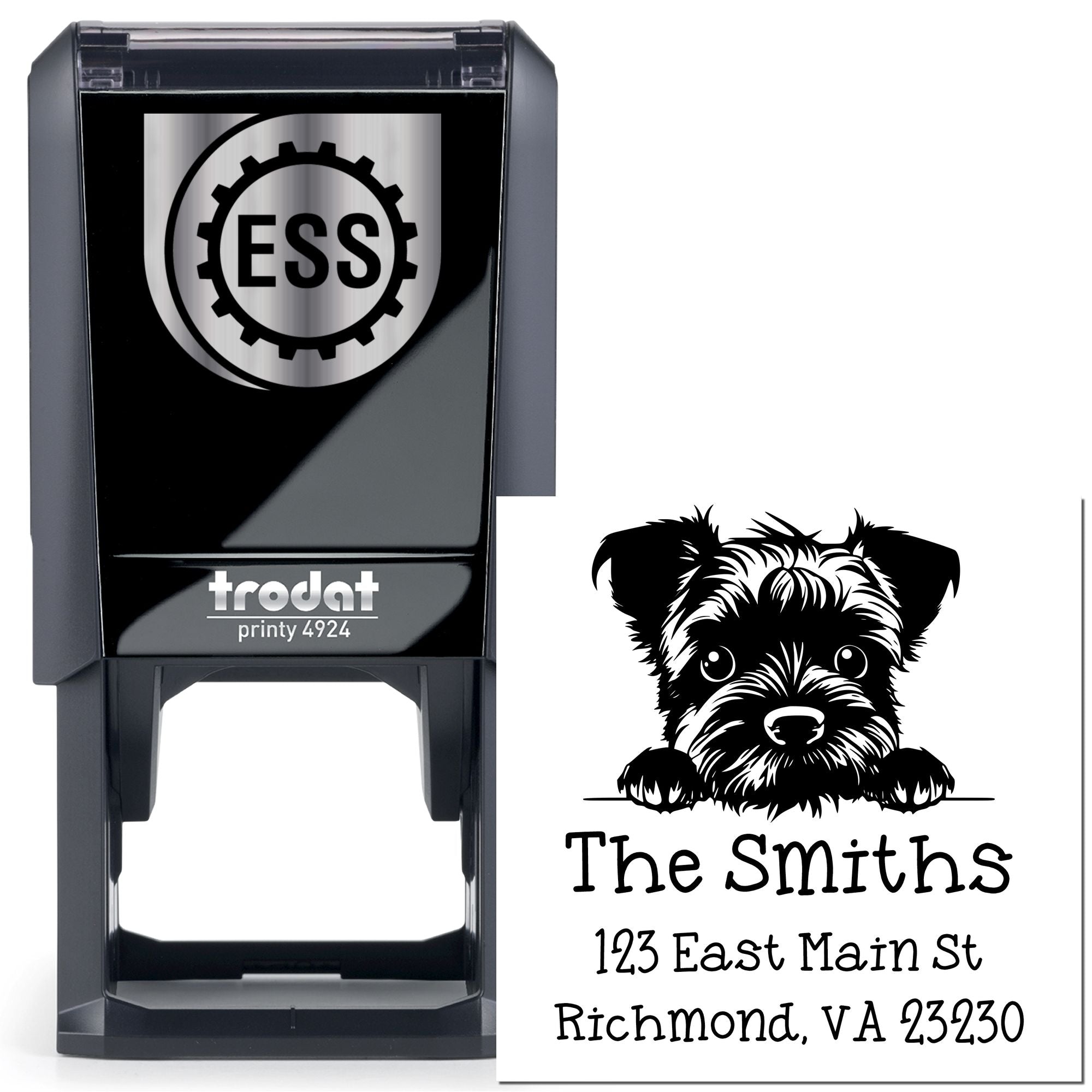 Self-Inking Border Collie Peeking Puppy Address Stamp - Engineer Seal Stamps