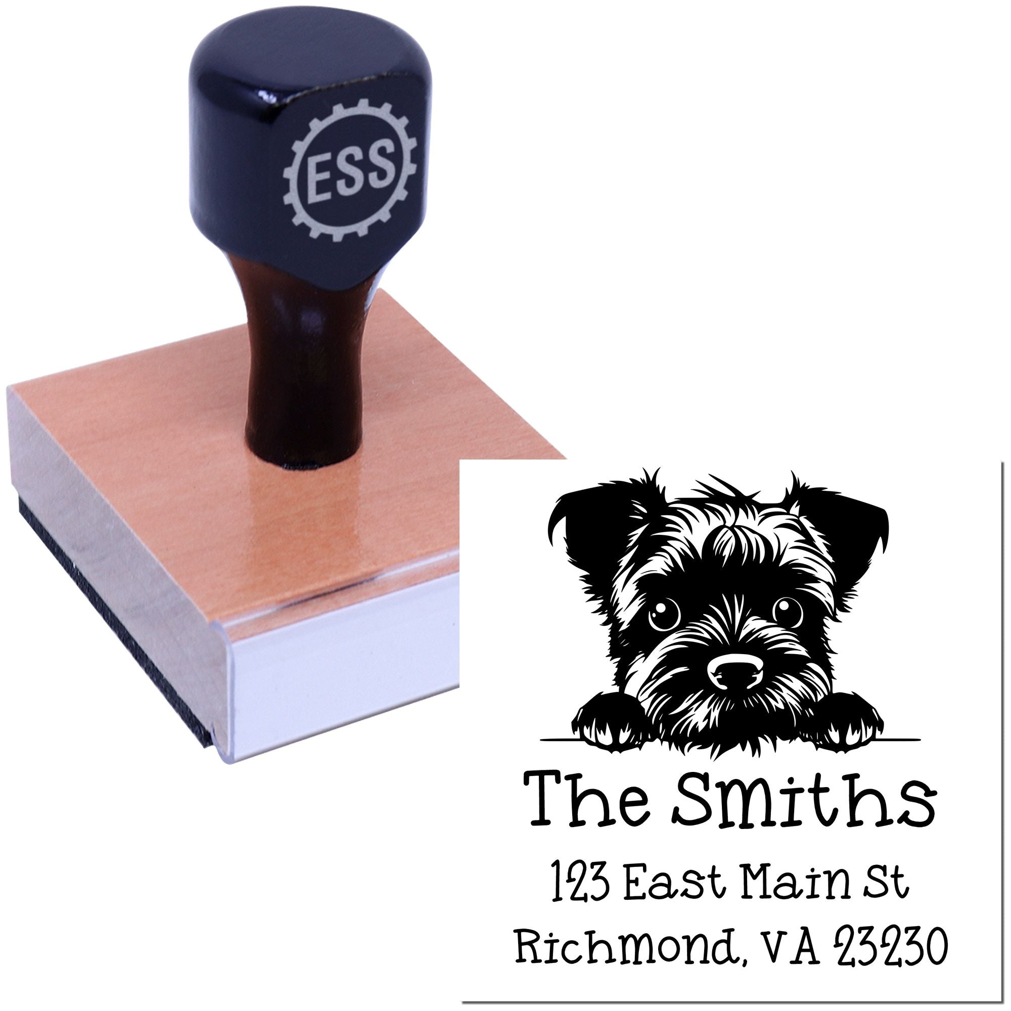 Wood Handle Border Collie Puppy Custom Address Return Stamp - Engineer Seal Stamps