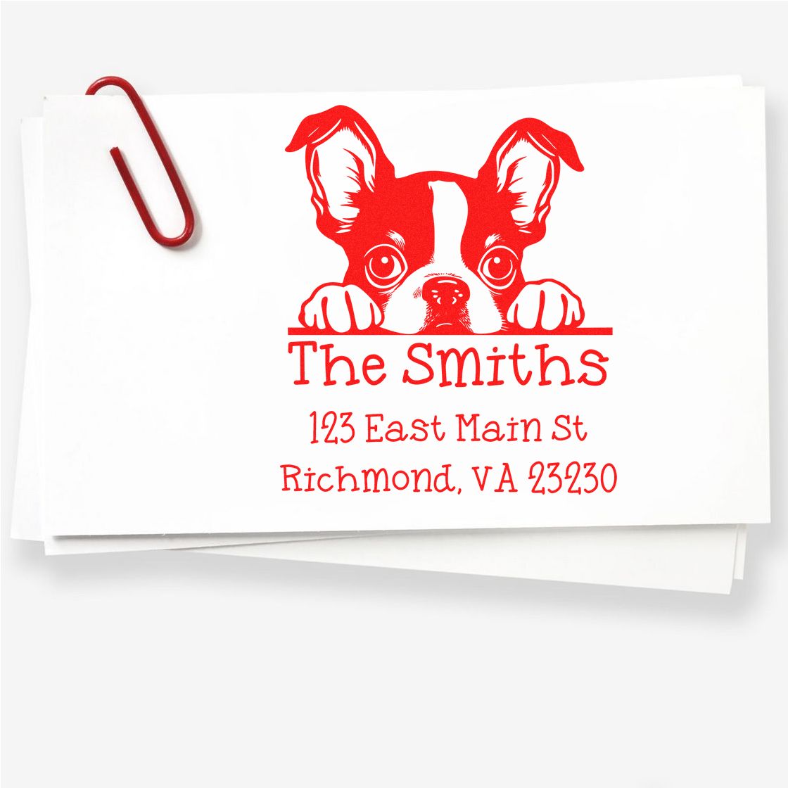 Slim Boston Terrier Customized Address Label Stamp - Engineer Seal Stamps