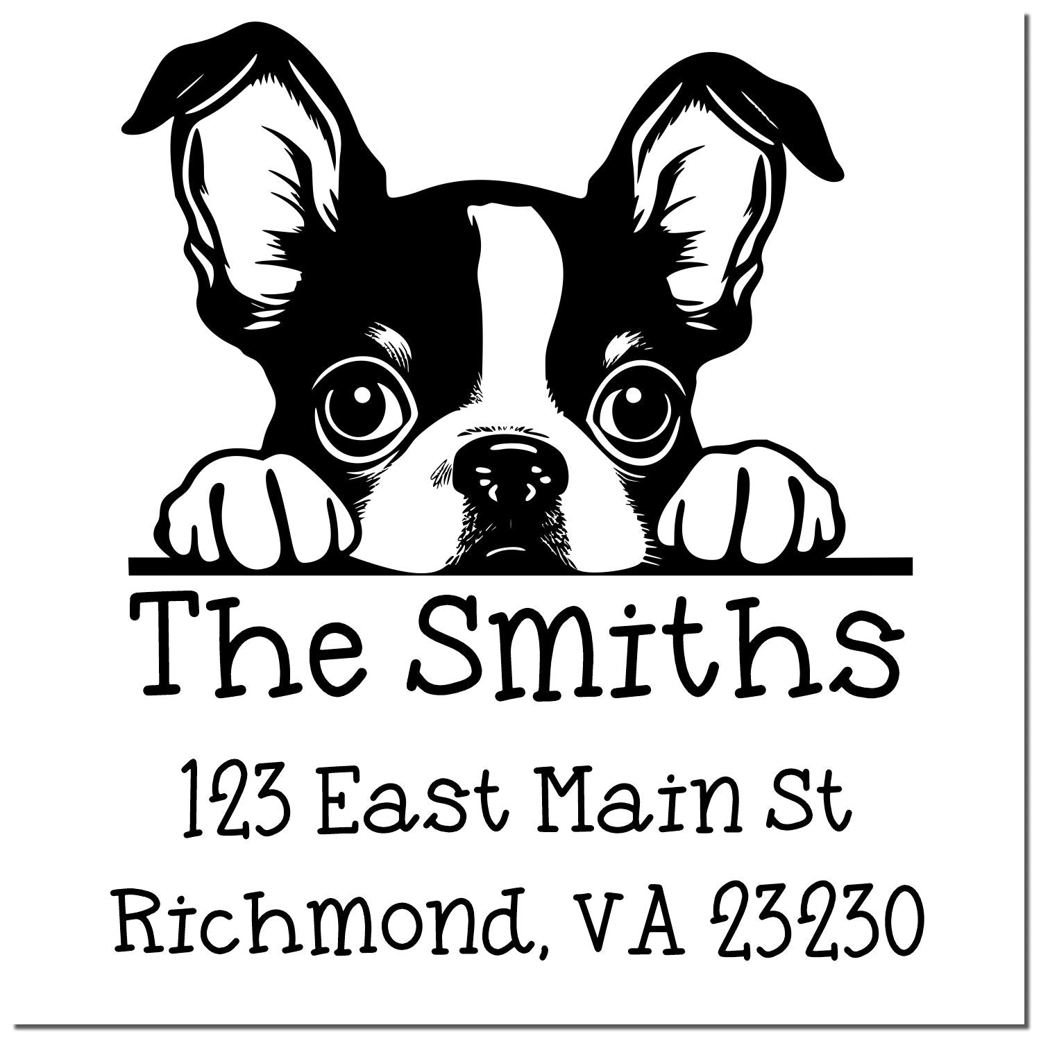 PSI Pre-Inked Boston Terrier Puppy Dog Personalized Address Stamp - Engineer Seal Stamps