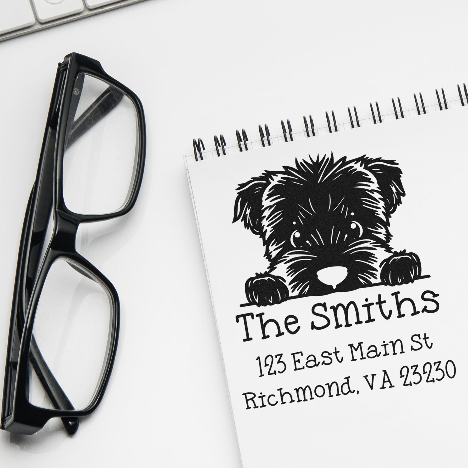 Wood Handle Bouvier Des Flandres Puppy Custom Return Address Stamp - Engineer Seal Stamps