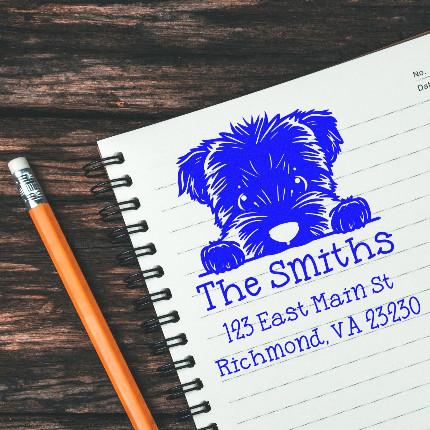 Wood Handle Bouvier Des Flandres Puppy Custom Return Address Stamp - Engineer Seal Stamps