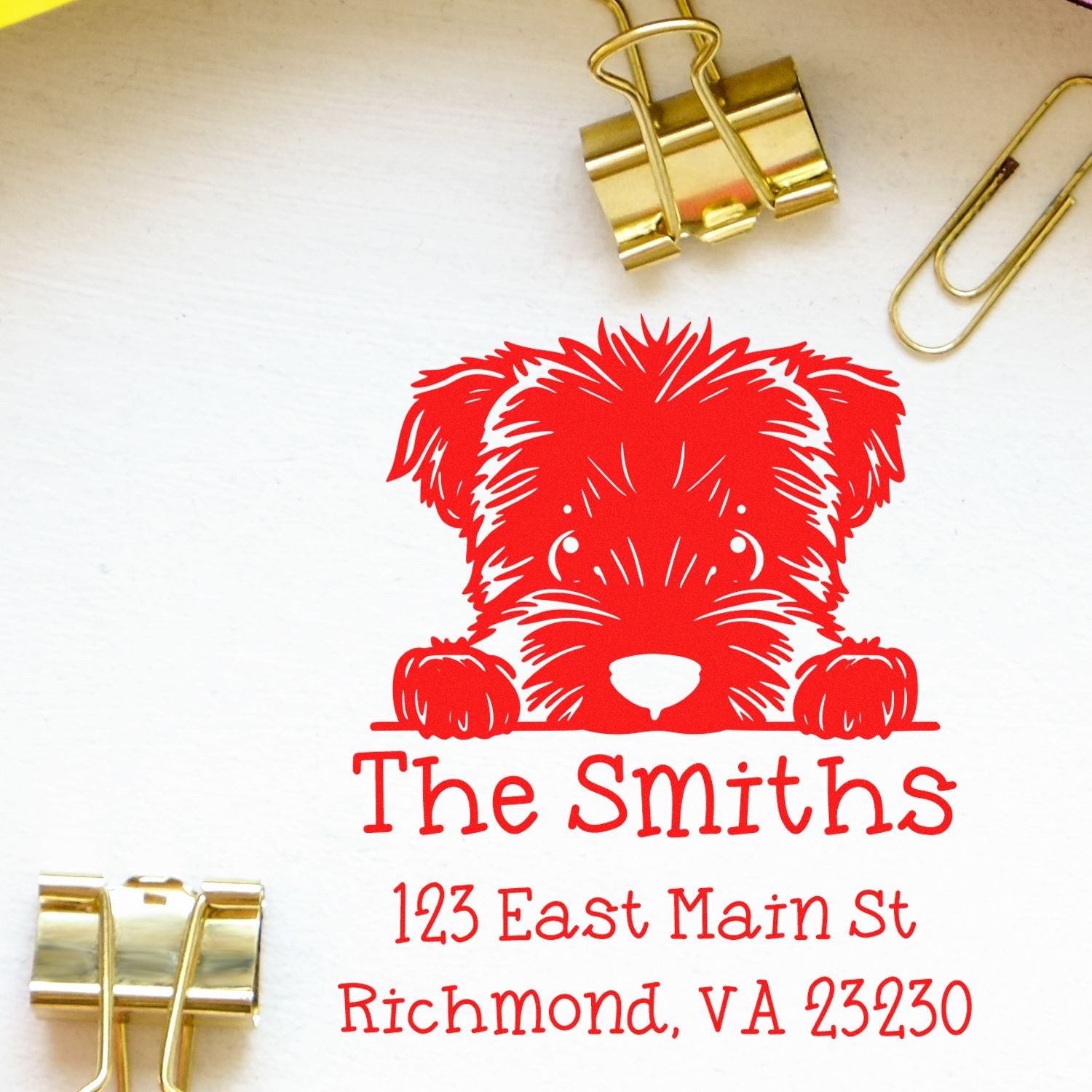Wood Handle Bouvier Des Flandres Puppy Custom Return Address Stamp - Engineer Seal Stamps