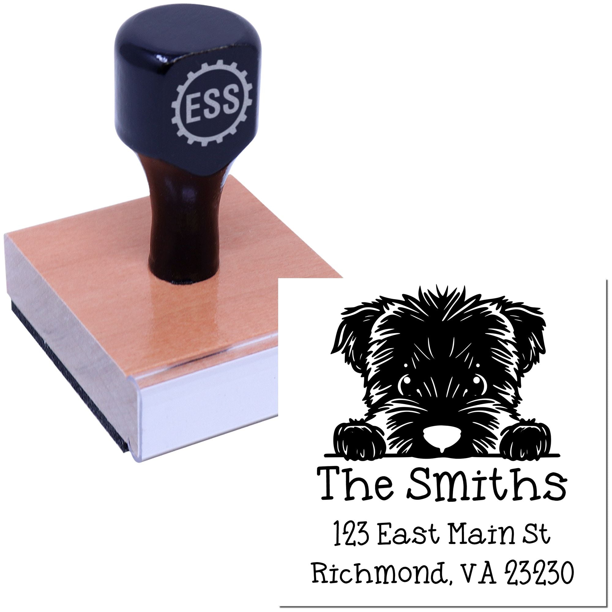 Wood Handle Bouvier Des Flandres Puppy Custom Return Address Stamp - Engineer Seal Stamps