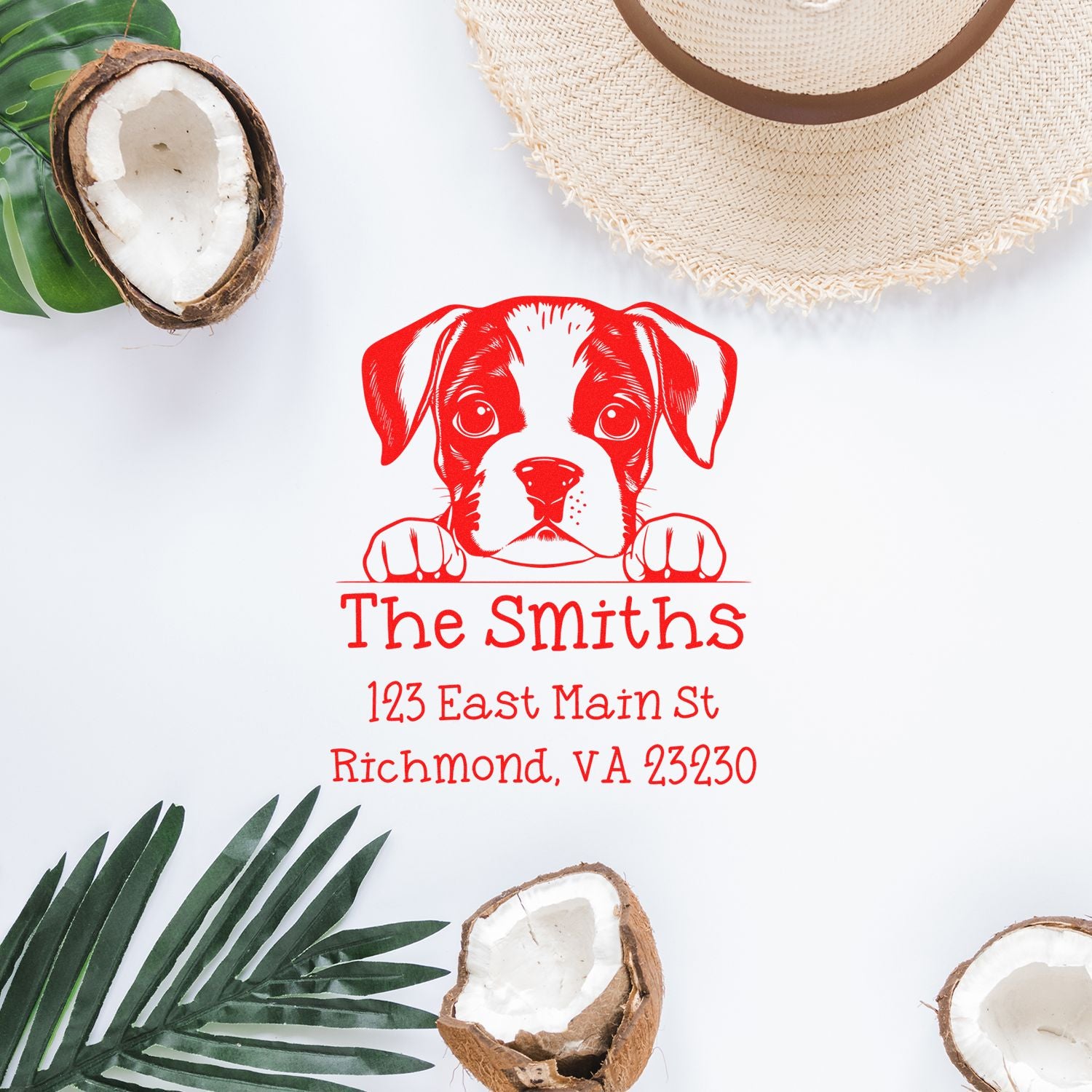 Wood Handle Boxer Puppy Custom Custom Address Stamp - Engineer Seal Stamps