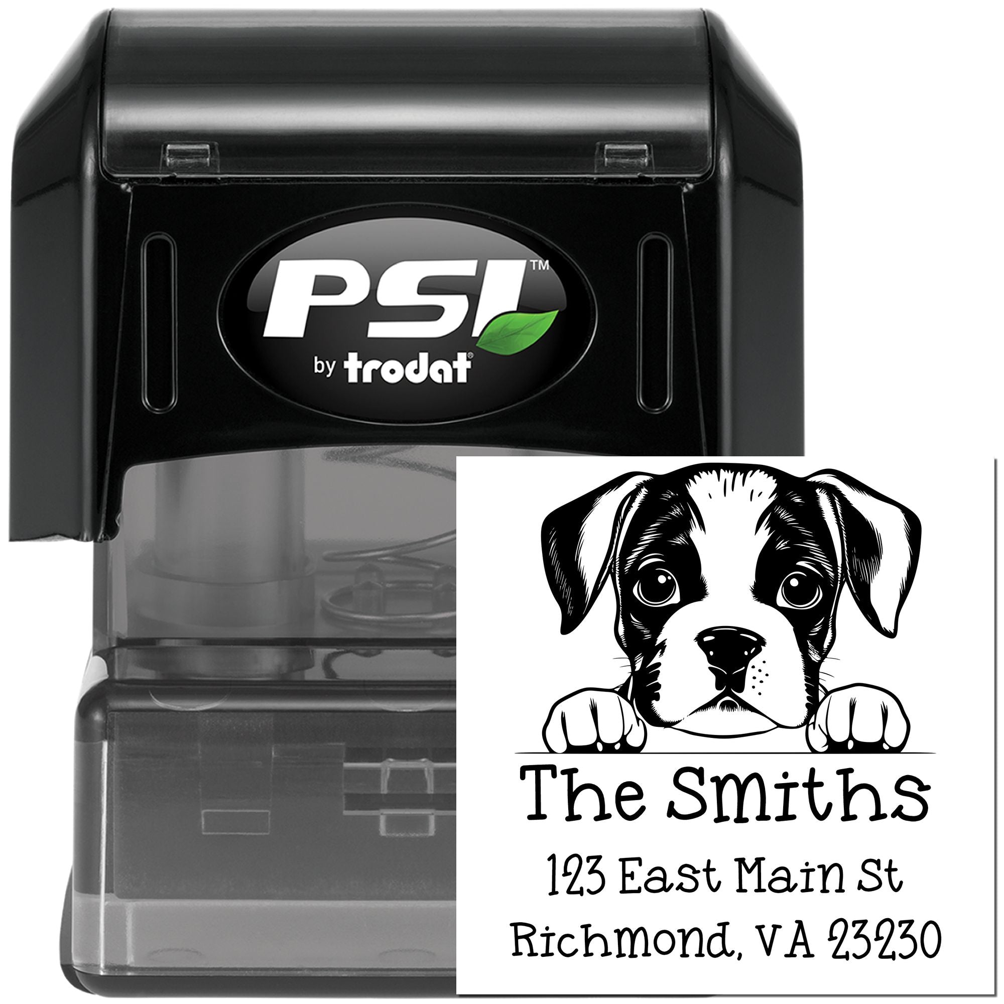 PSI Pre-Inked Boxer Puppy Dog Personalized Inked Stamp - Engineer Seal Stamps