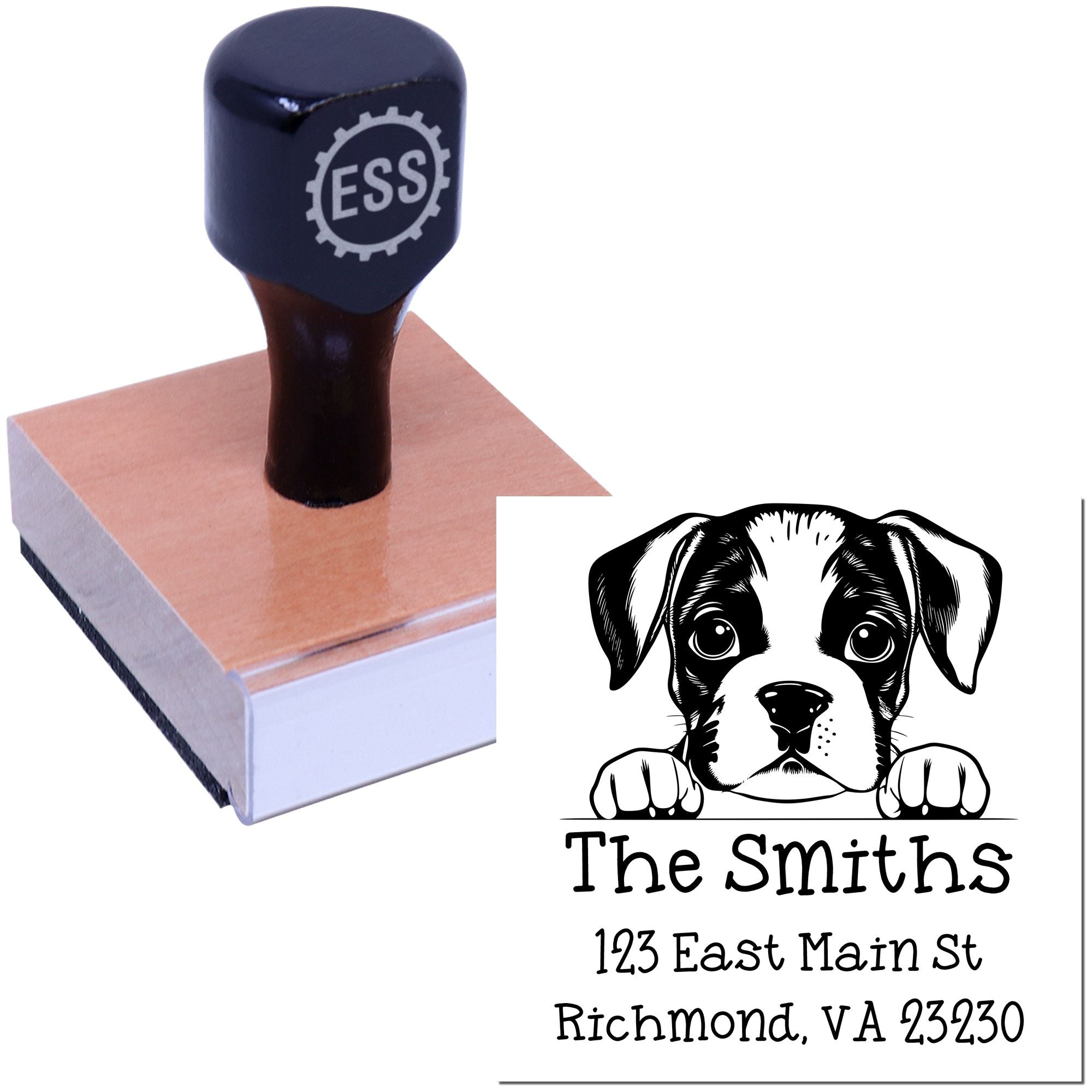 Wood Handle Boxer Puppy Custom Custom Address Stamp - Engineer Seal Stamps