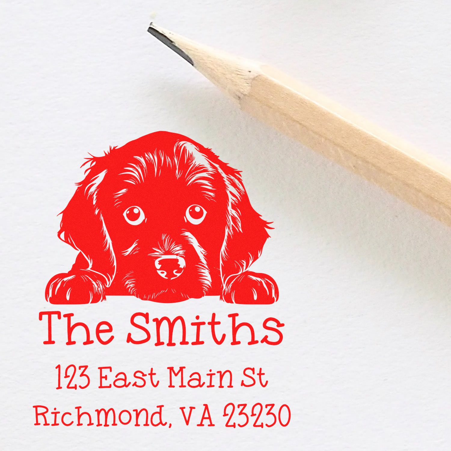 Wood Handle Boykin Spaniel Puppy Custom Custom Return Address Stamp - Engineer Seal Stamps