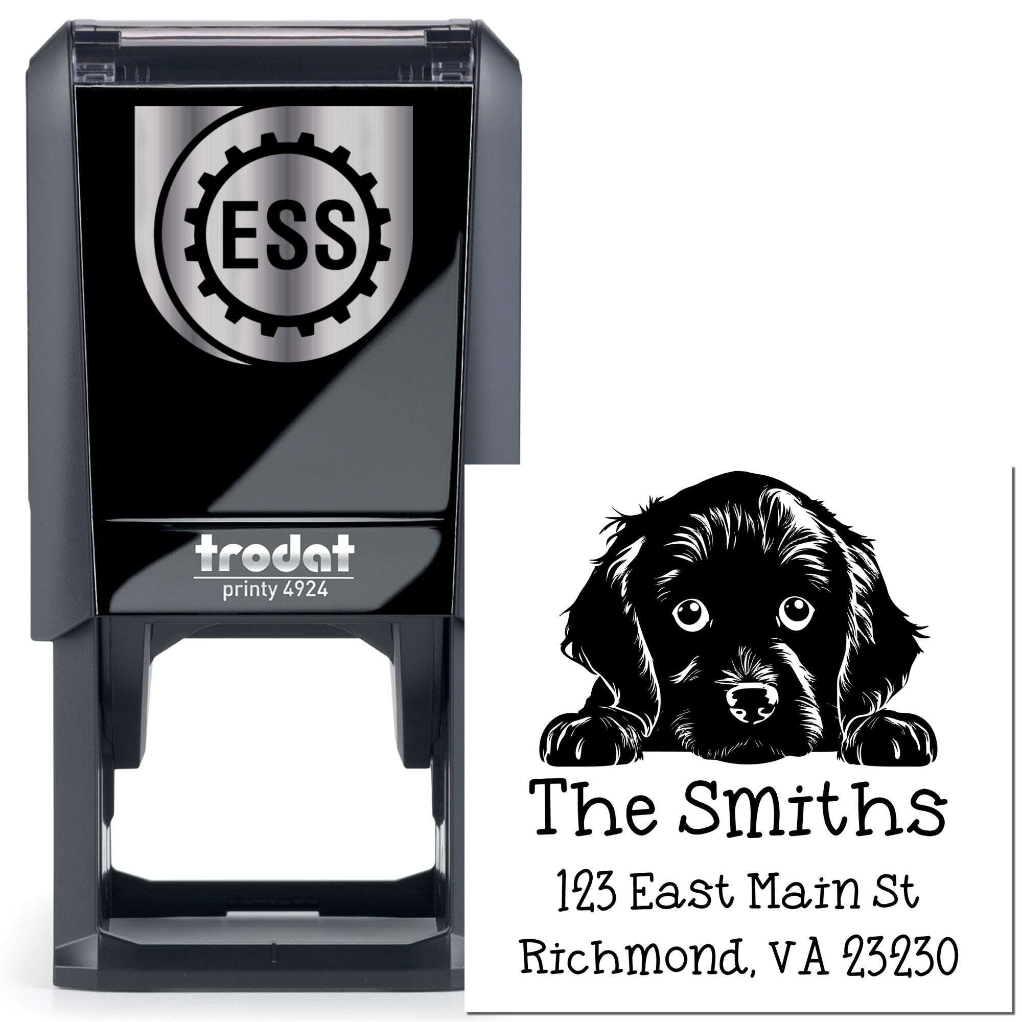 Self-Inking Boykin Spaniel Peeking Puppy Custom Address Stamp - Engineer Seal Stamps