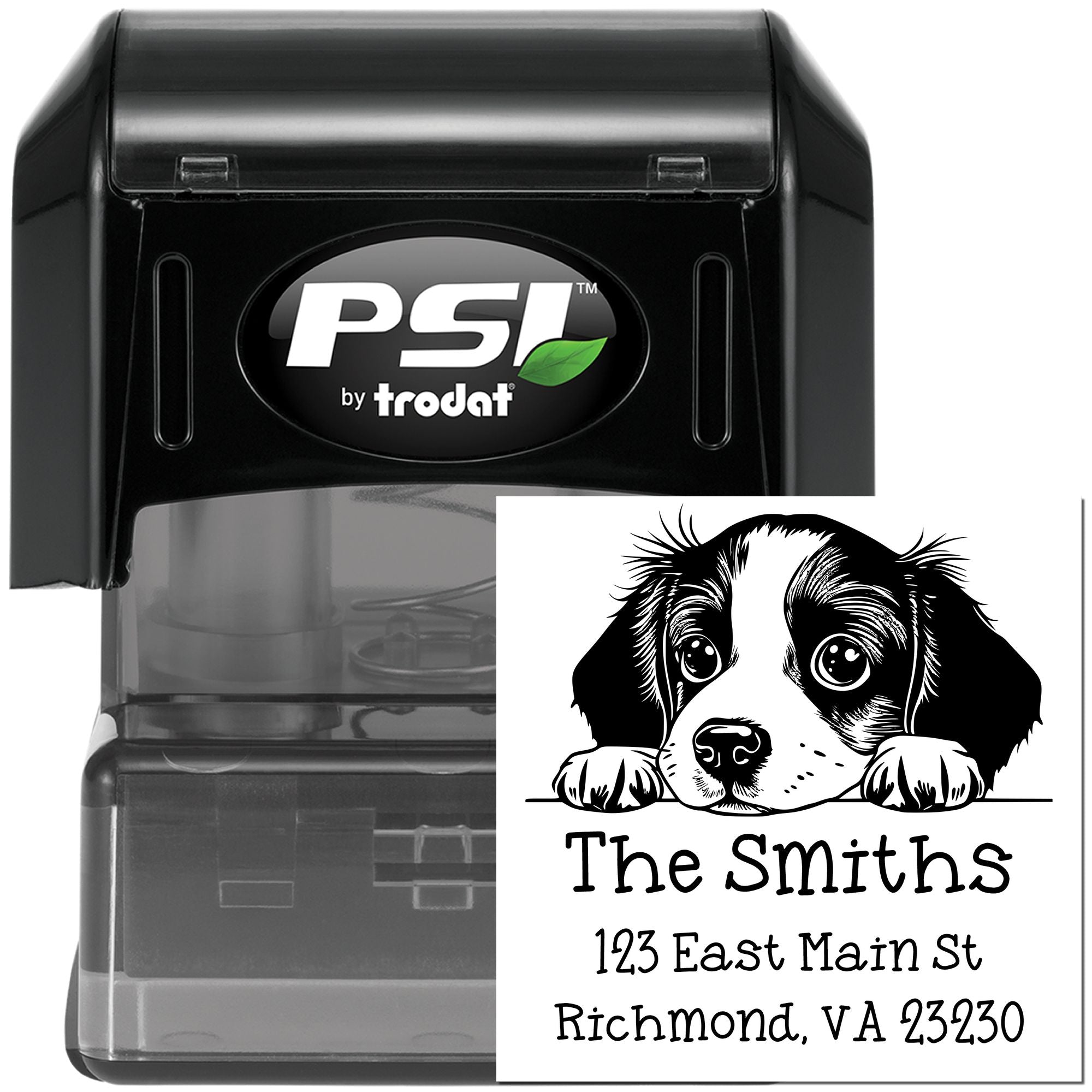 PSI Pre-Inked Brittany Puppy Dog Personalized Custom Address Stamp - Engineer Seal Stamps