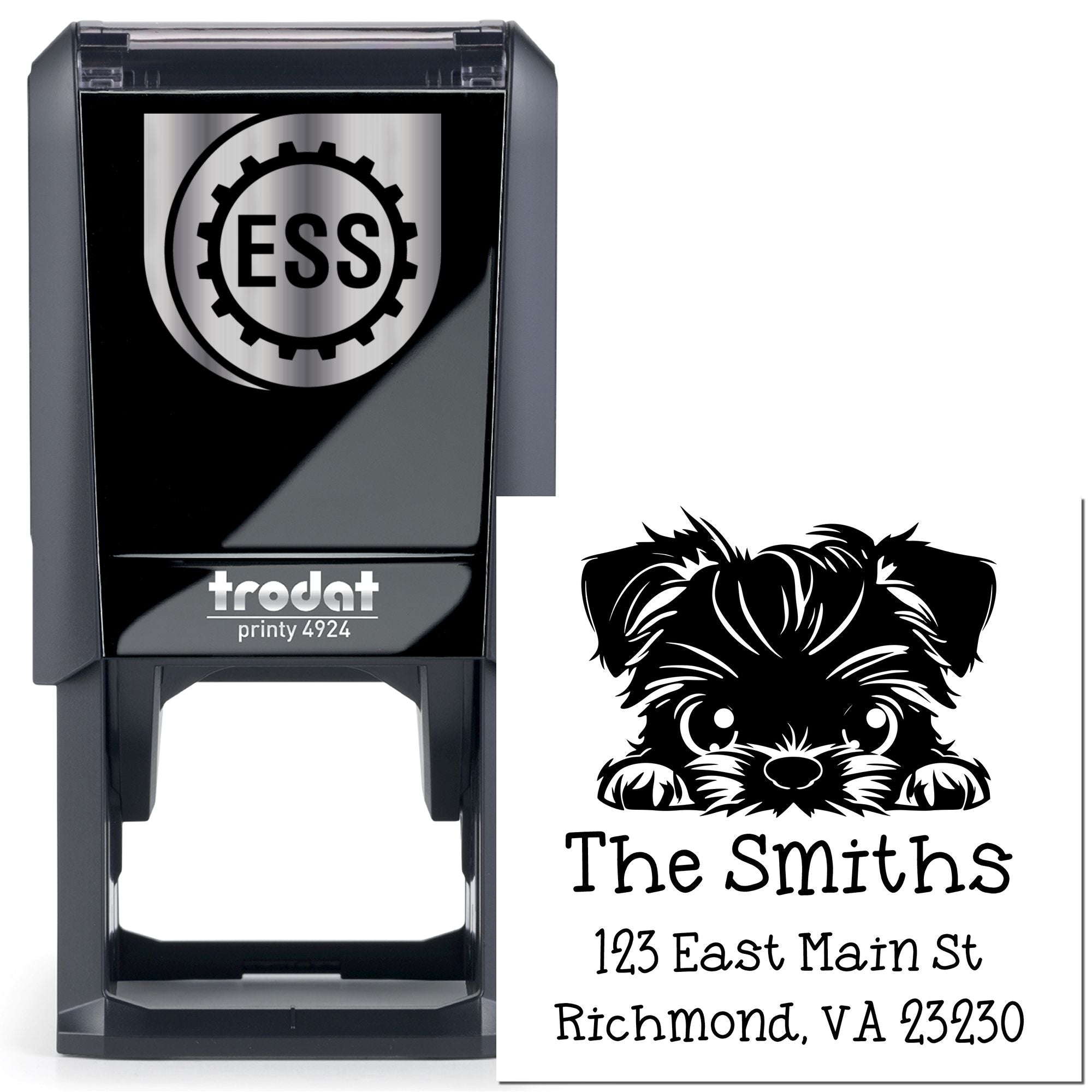 Self-Inking Brussels Griffon Peeking Puppy Name and Address Stamp - Engineer Seal Stamps