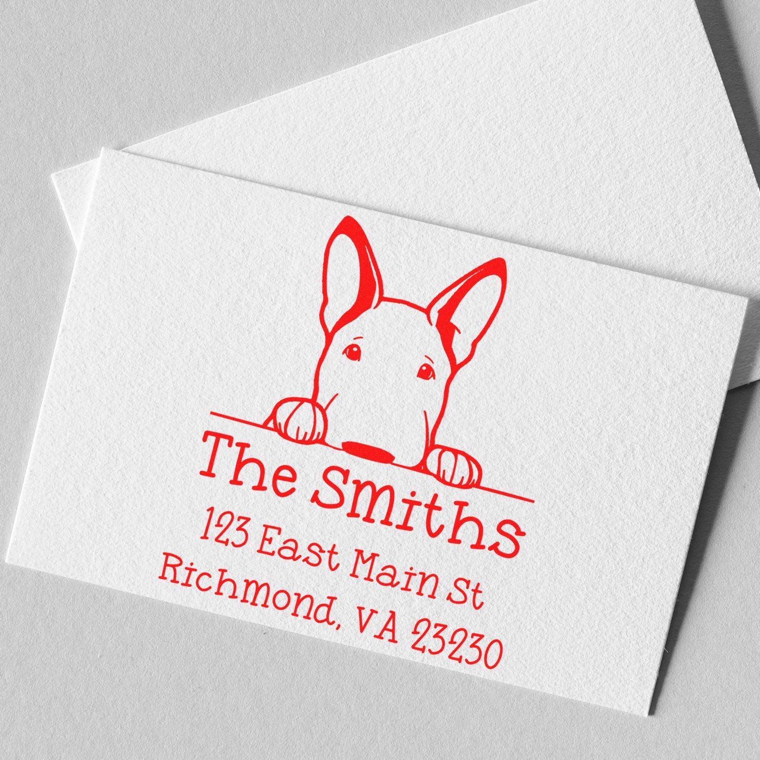 Wood Handle Bull Terrier Puppy Custom Easy-To-Use Address Stamp - Engineer Seal Stamps