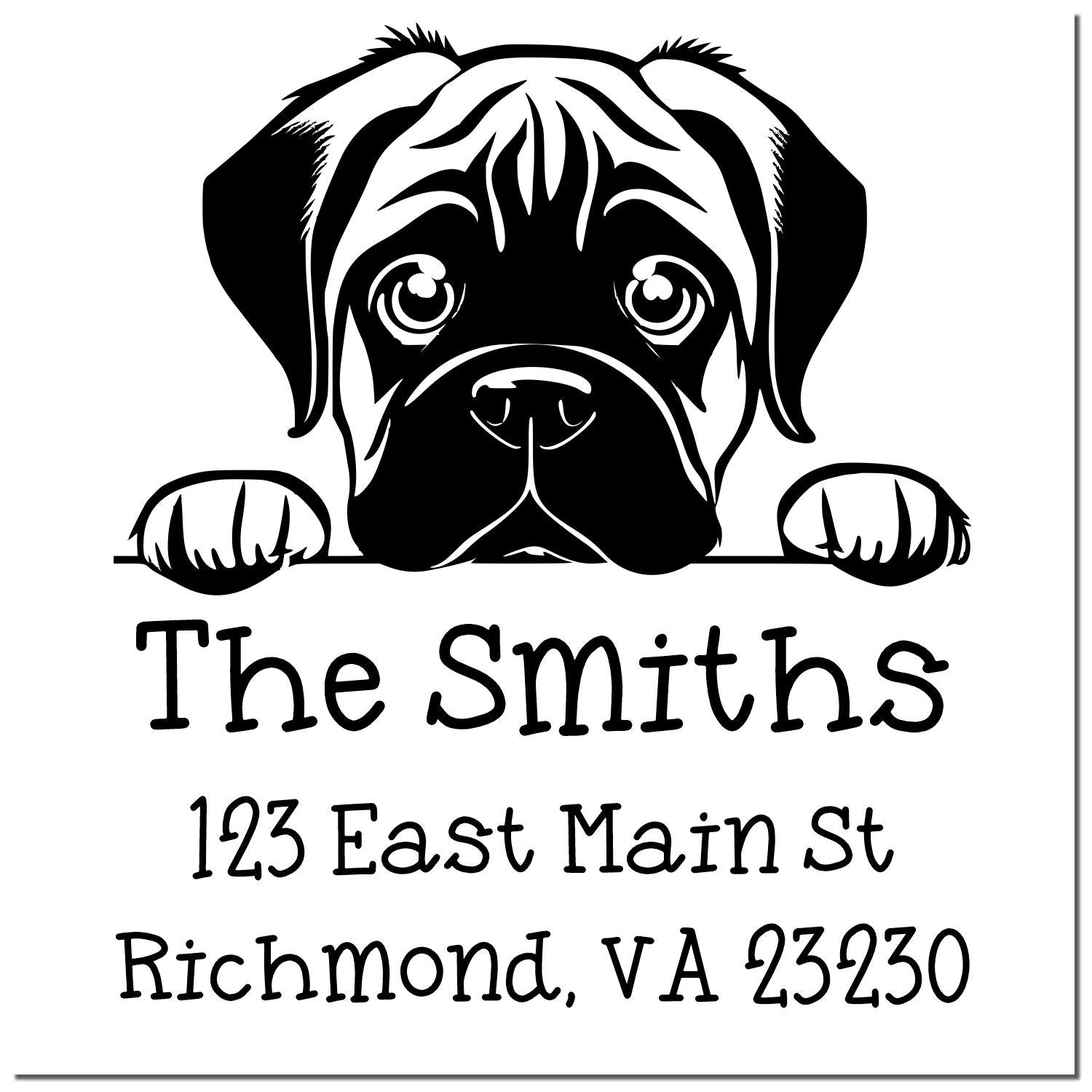 Wood Handle Bullmastiff Puppy Custom High-Quality Address Stamp - Engineer Seal Stamps