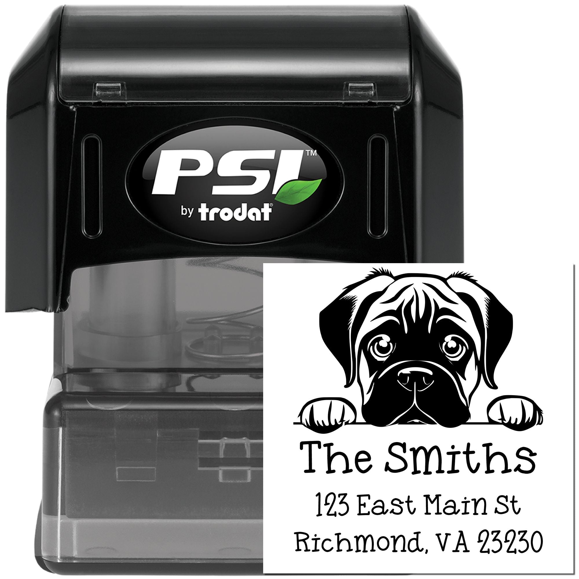 PSI Pre-Inked Bullmastiff Puppy Dog Personalized Refillable Address Stamp - Engineer Seal Stamps