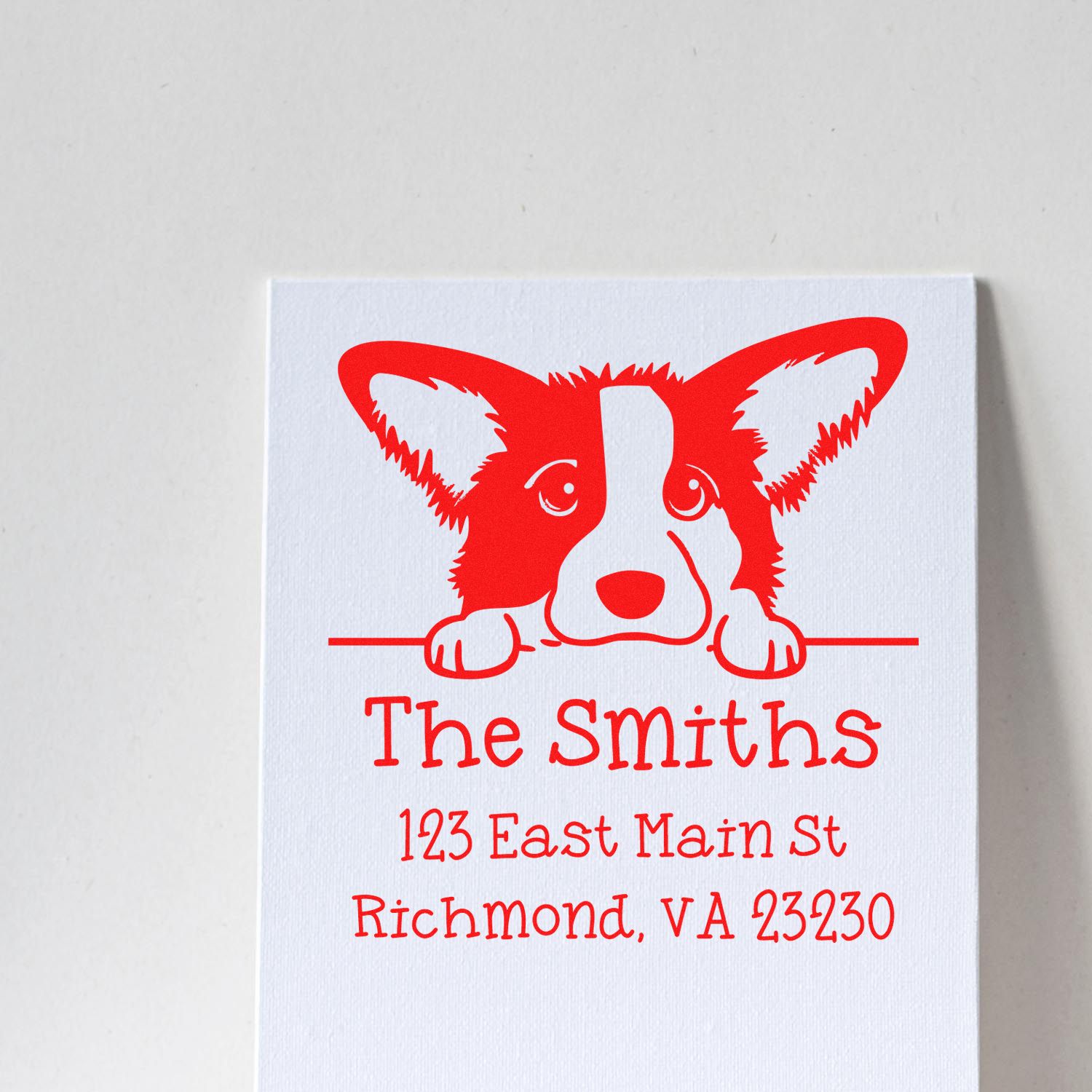 Wood Handle Cardigan Welsh Corgi Puppy Custom Mailing Stamp - Engineer Seal Stamps