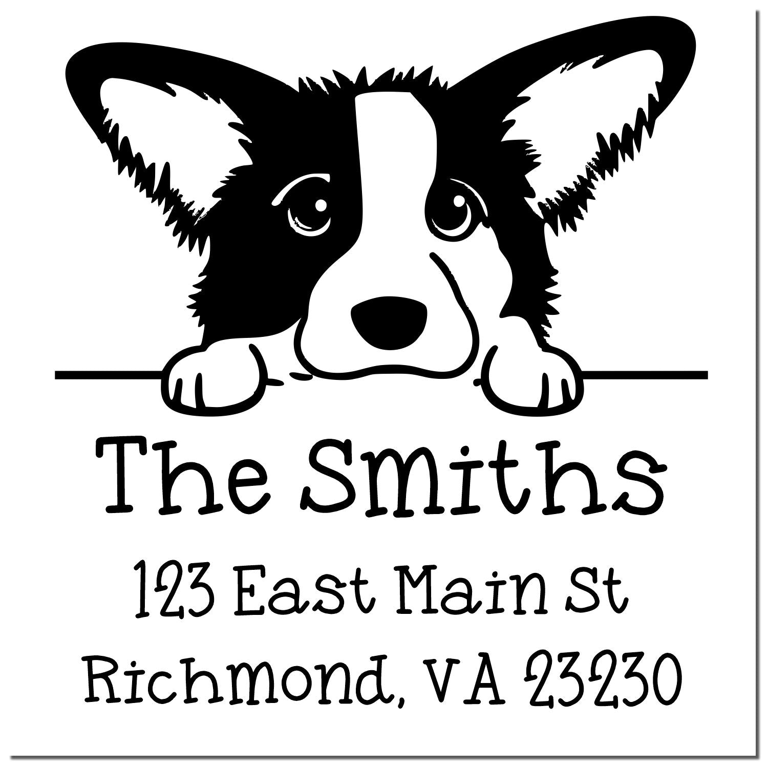 Wood Handle Cardigan Welsh Corgi Puppy Custom Mailing Stamp - Engineer Seal Stamps