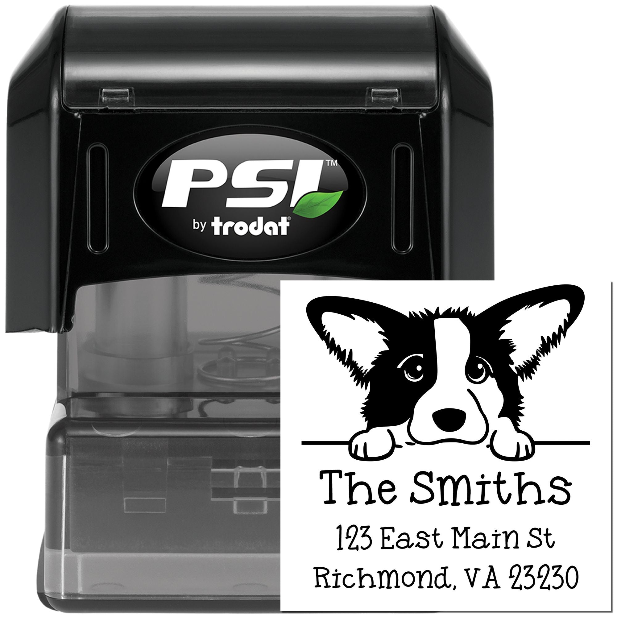 PSI Pre-Inked Cardigan Welsh Corgi Puppy Dog Personalized High-Quality Address Stamp - Engineer Seal Stamps