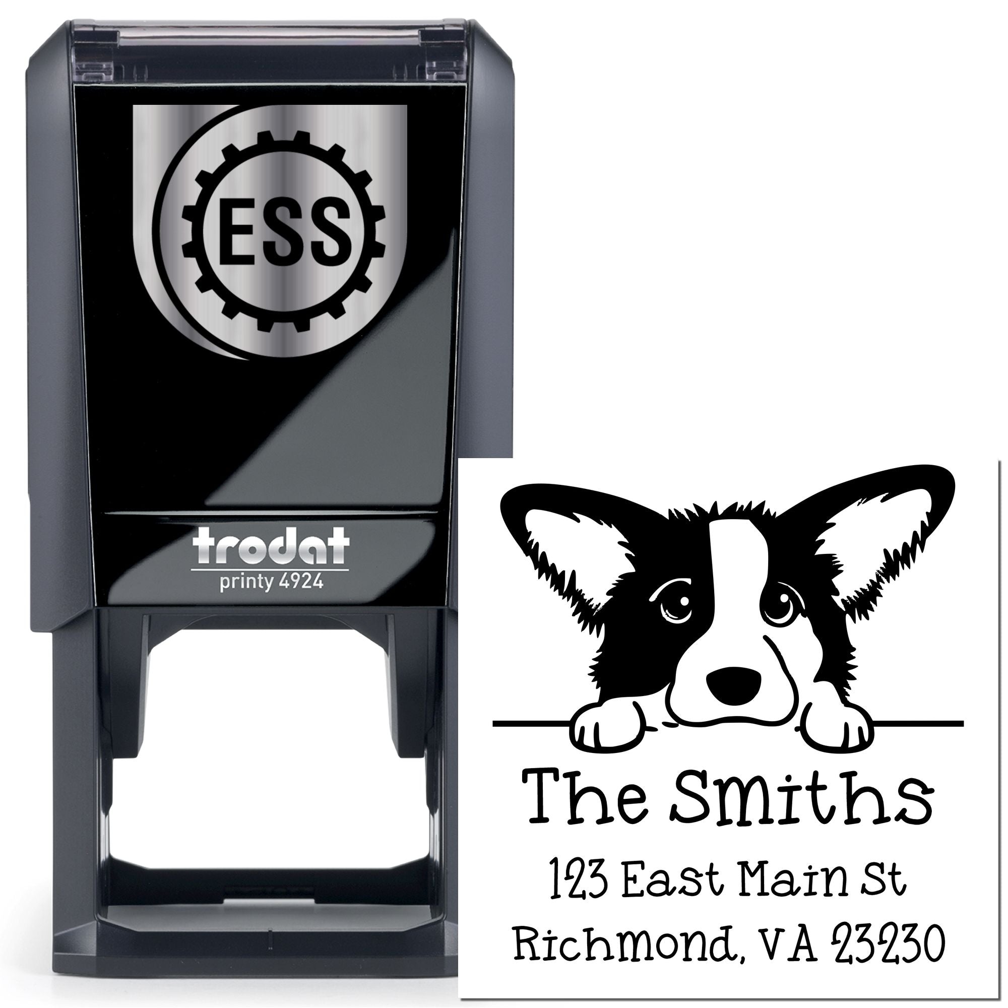 Self-Inking Cardigan Welsh Corgi Peeking Puppy Mail Stamp - Engineer Seal Stamps