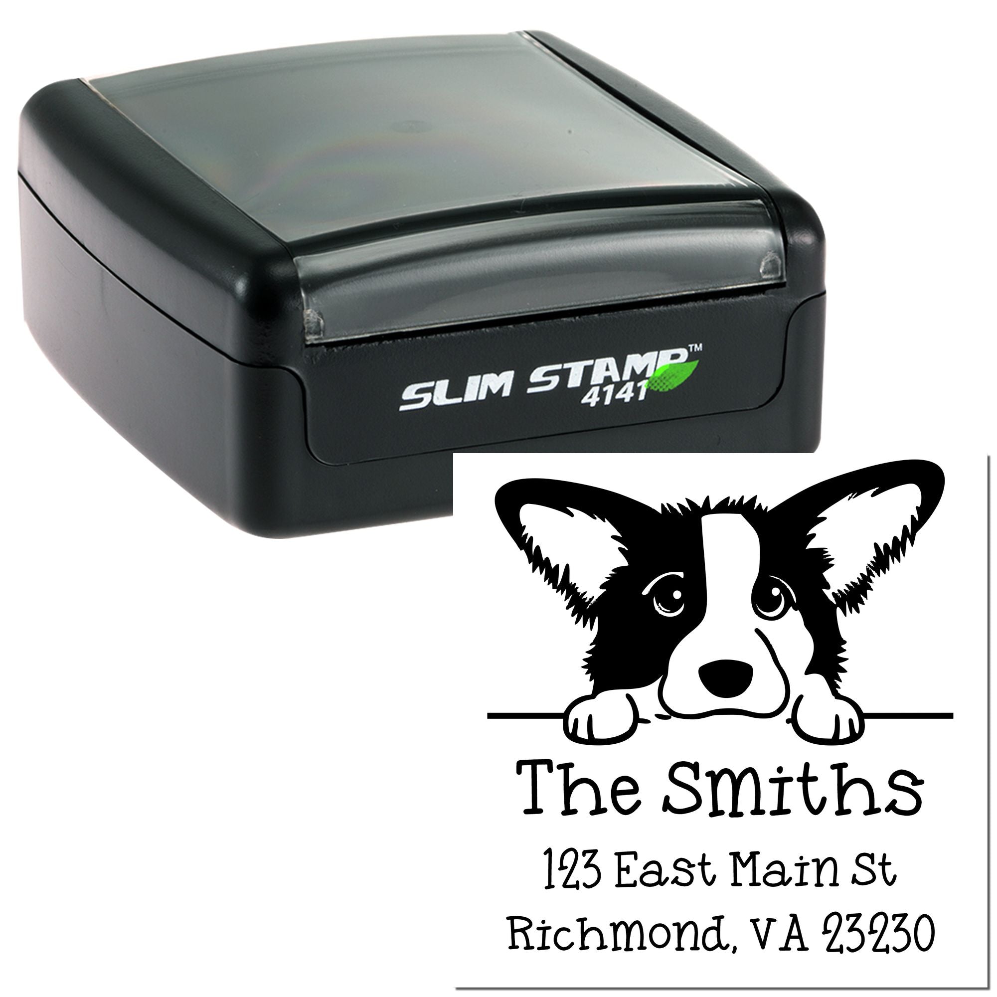 Slim Cardigan Welsh Corgi Customized Easy-To-Use Address Stamp - Engineer Seal Stamps