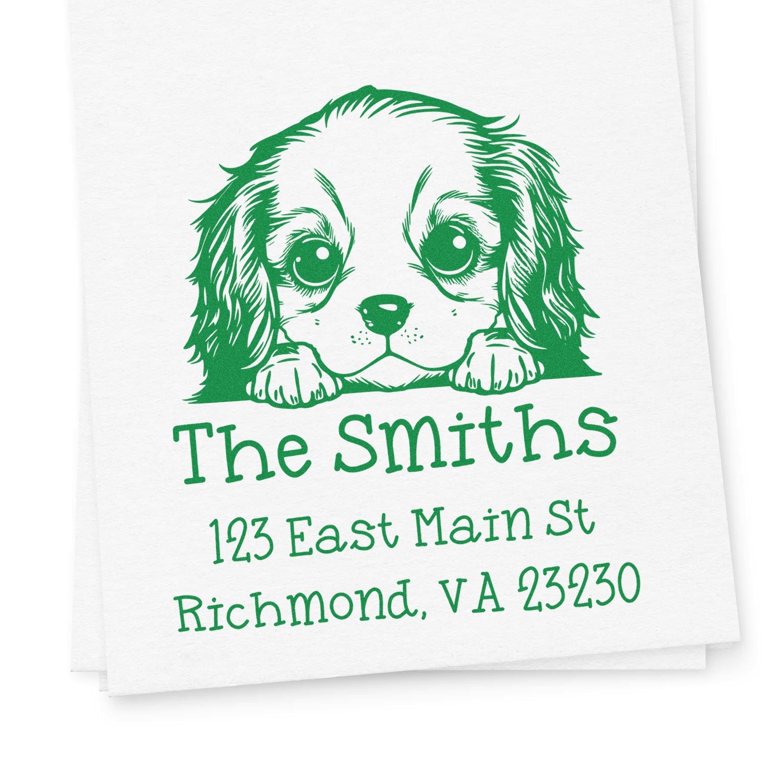 Wood Handle Cavalier King Charles Spaniel Puppy Custom Home Address Stamp - Engineer Seal Stamps